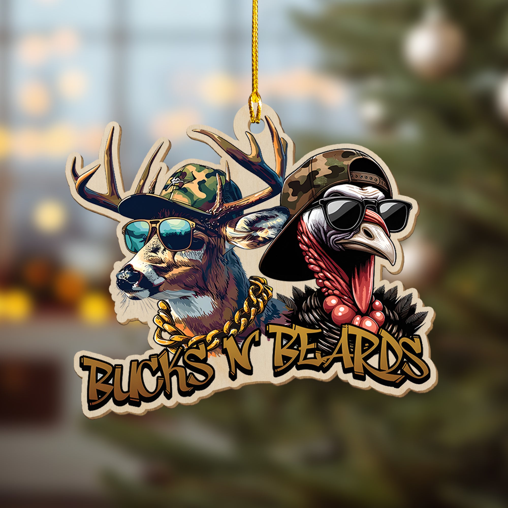 Personalized Funny Bucks ‘N Beards Ornament – Cool Gift for Hunters & Outdoorsmen