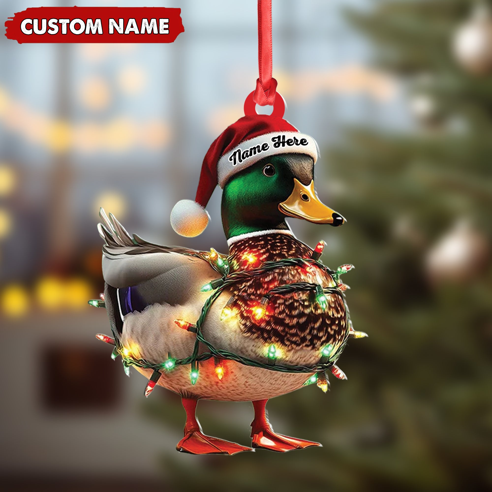 Personalized Duck Acrylic Christmas Ornament – Funny Custom Hunting Tree Decoration For Hunters