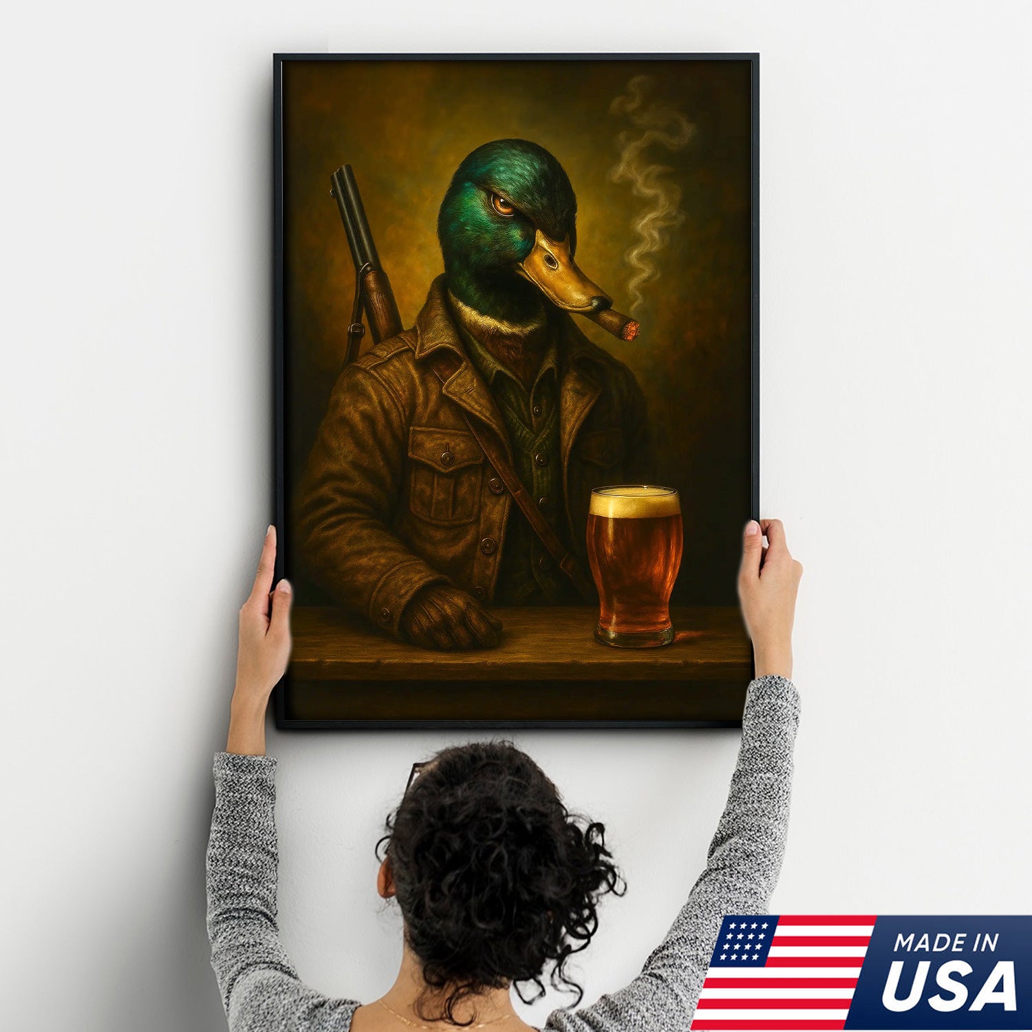 Epic Mallard Duck Canvas Wall Art – Fierce Surreal Animal Portrait, Bold Statement Decor