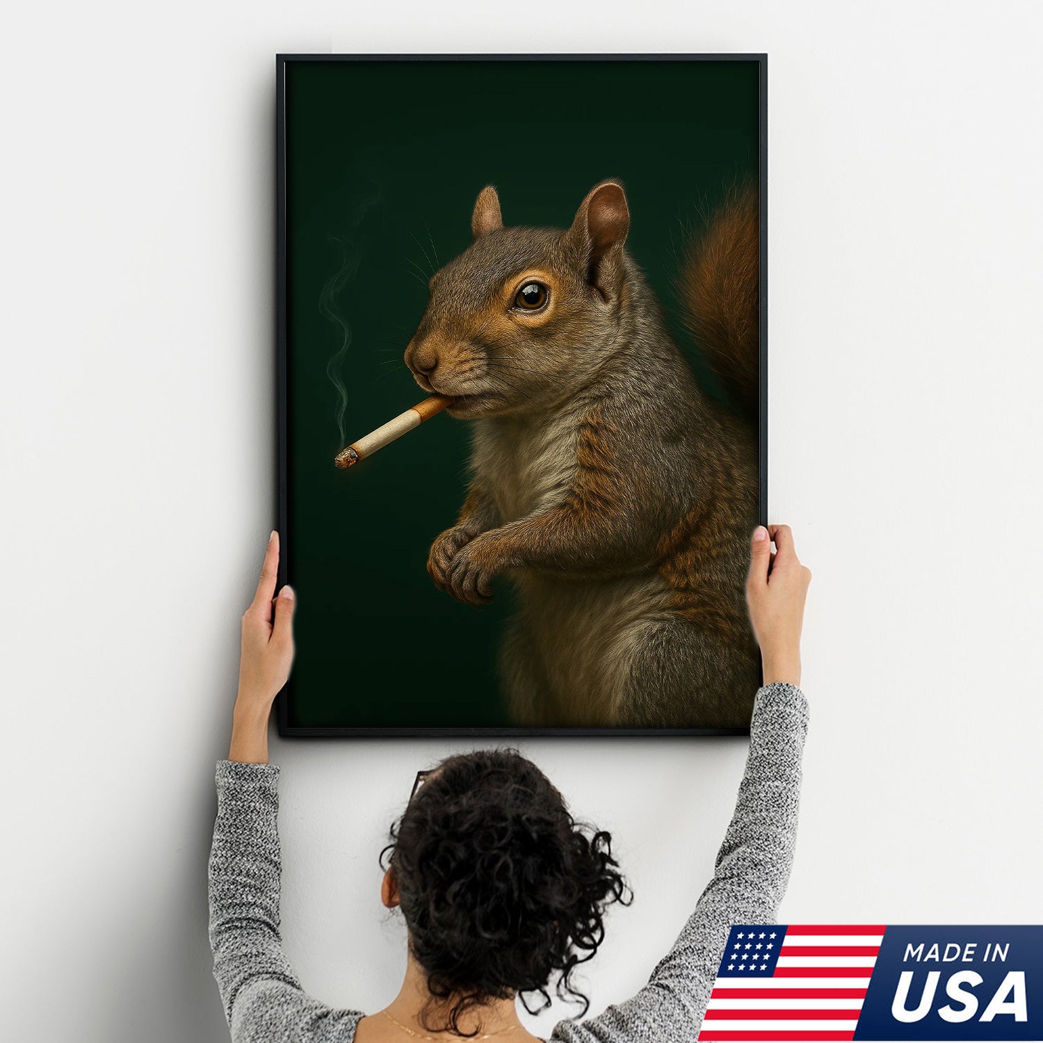 Squirrel Wall Art Canvas - Rustic Wildlife Home Decor - Unique Cabin & Lodge Artwork