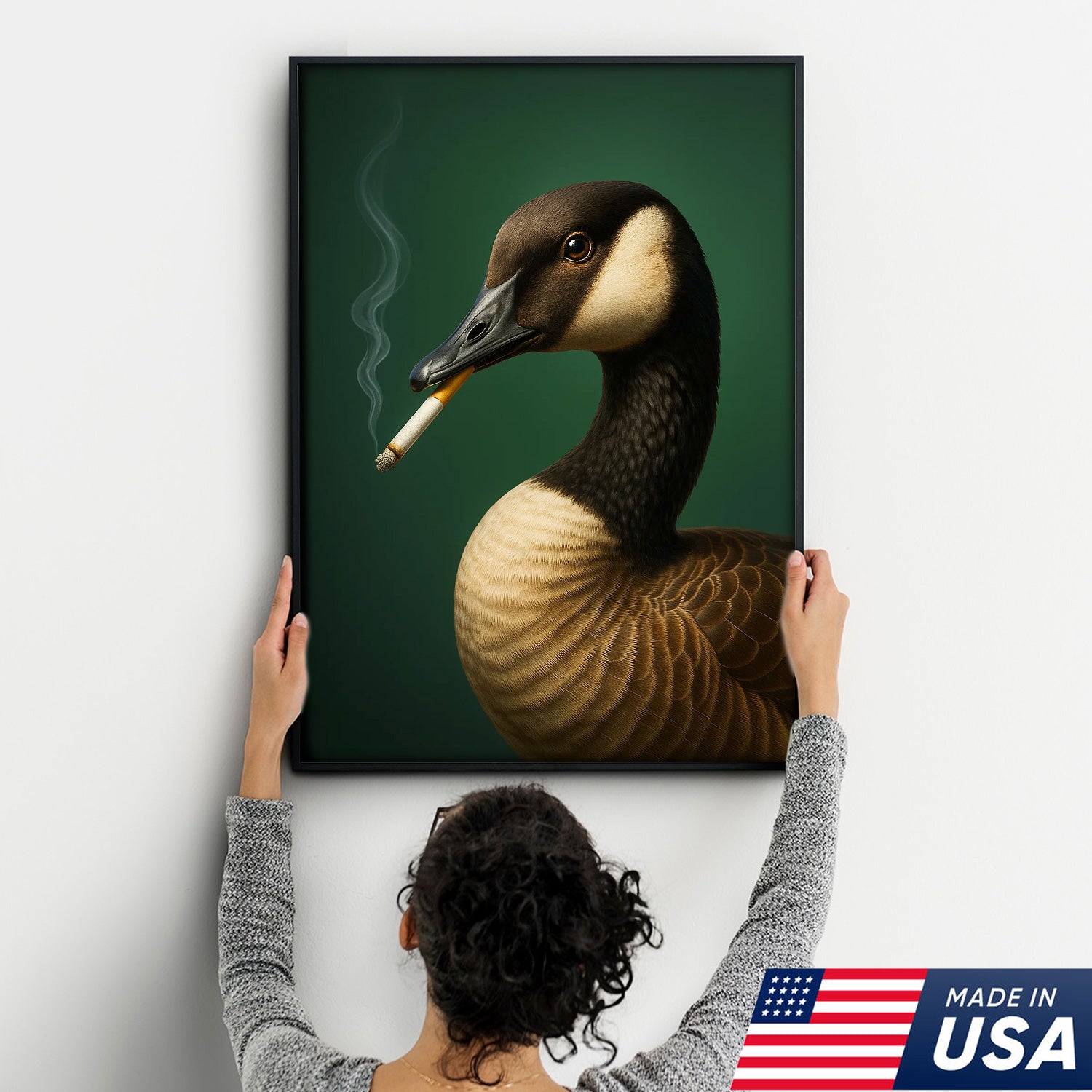Canada Goose Wall Art Canvas - Rustic Wildlife Home Decor - Cabin & Hunting Lodge Artwork