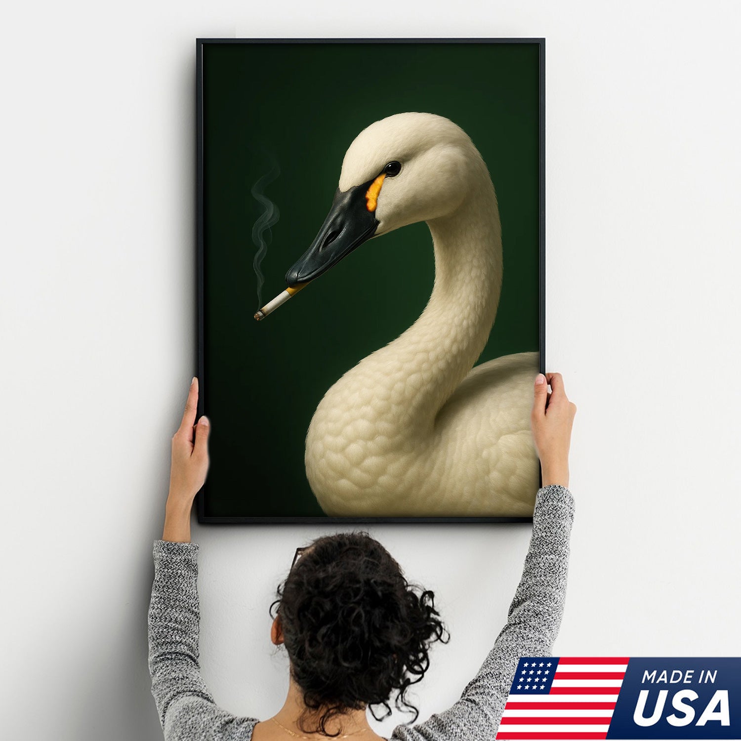Tundra Swan Wall Art Canvas - Elegant Wildlife Cabin Decor - Unique Hunting Lodge Artwork