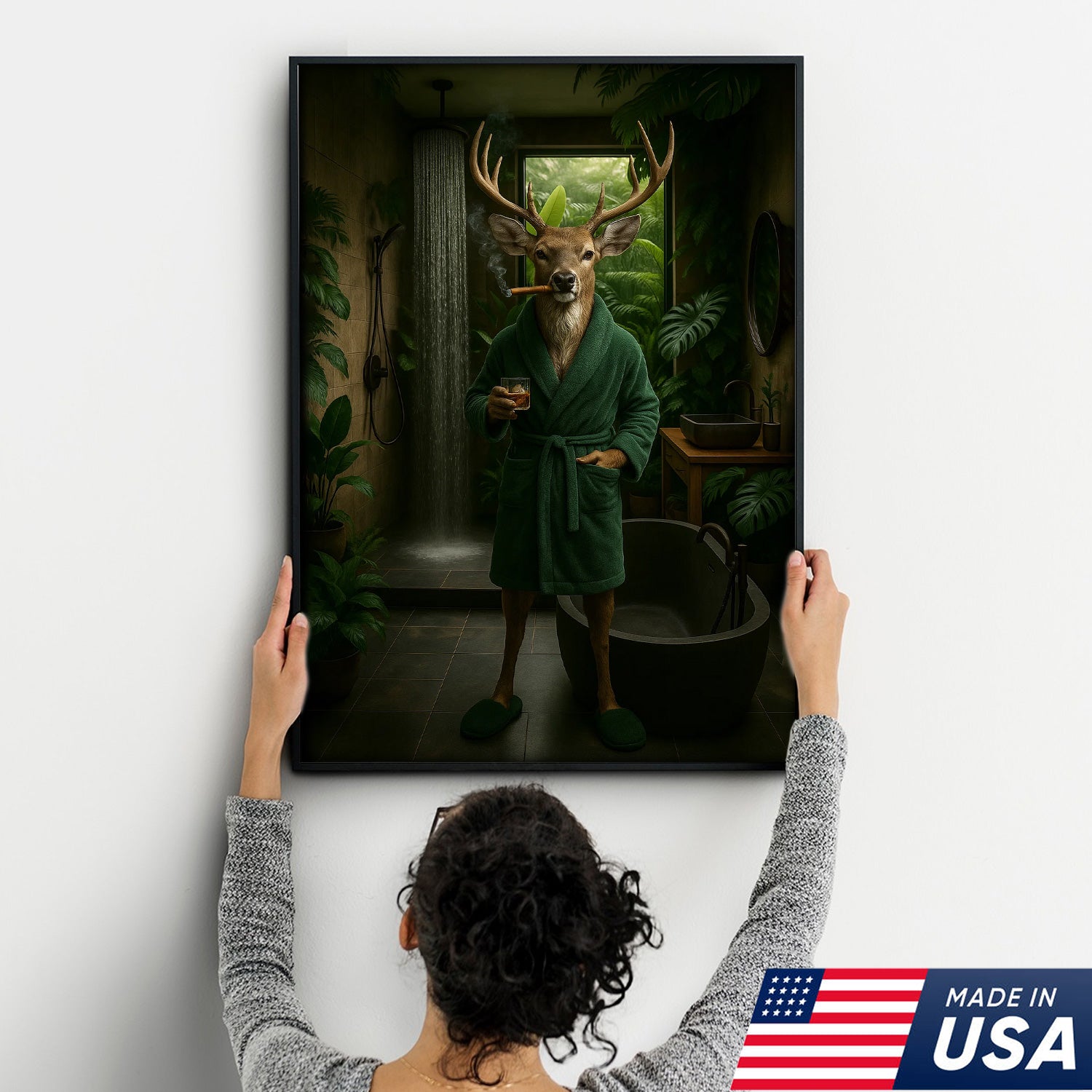 Gentleman Buck Canvas Wall Art – Sophisticated Deer Lodge Decor – Rustic Cabin Hunting Vibe