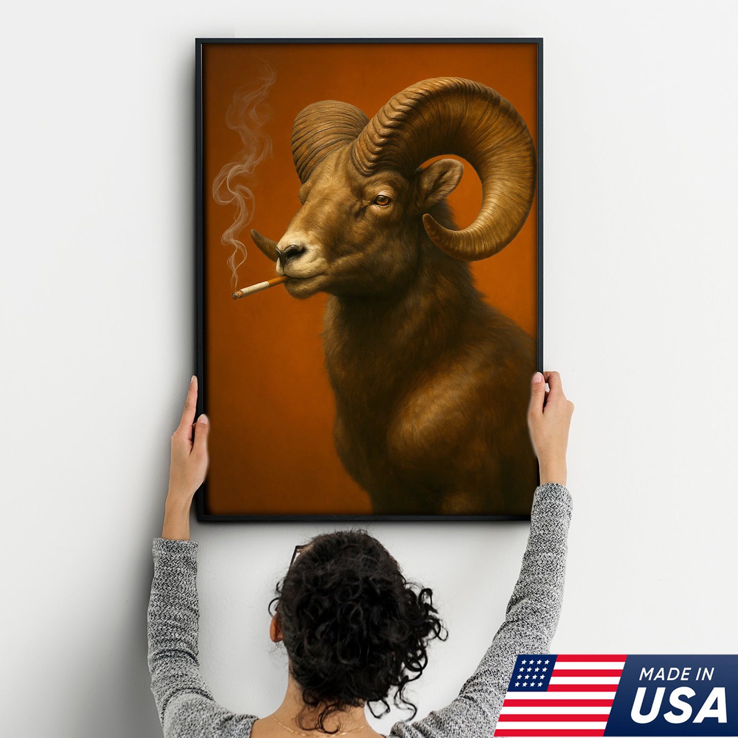 Bighorn Sheep Canvas Wall Art – Majestic Rustic Wildlife Decor for Cabin, Lodge & Nature Lovers