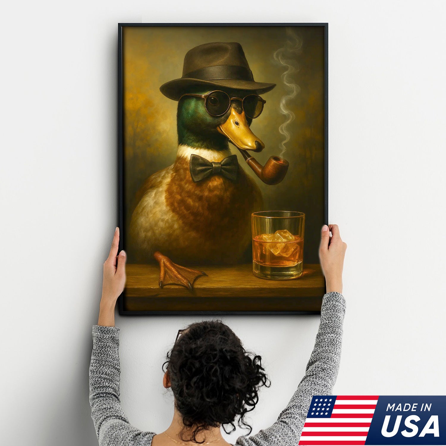 Dapper Duck Canvas Wall Art – Classy Rustic Lodge Decor – Unique Cabin Hunting Artwork
