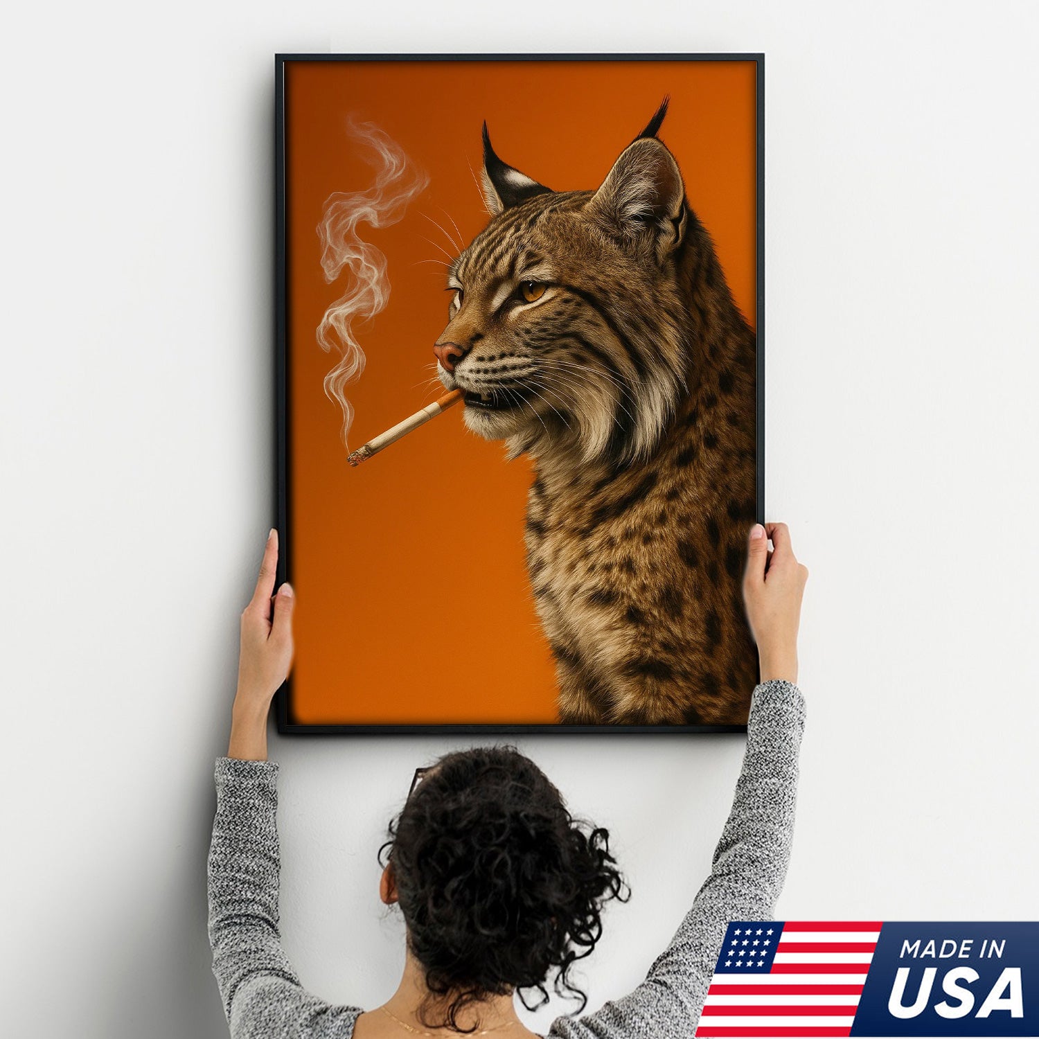 Bobcat Canvas Wall Art – Rustic Wildlife Decor – Hunting Cabin Artwork – Mountain Lodge Wall Hanging – Woodland Animal Nature Print