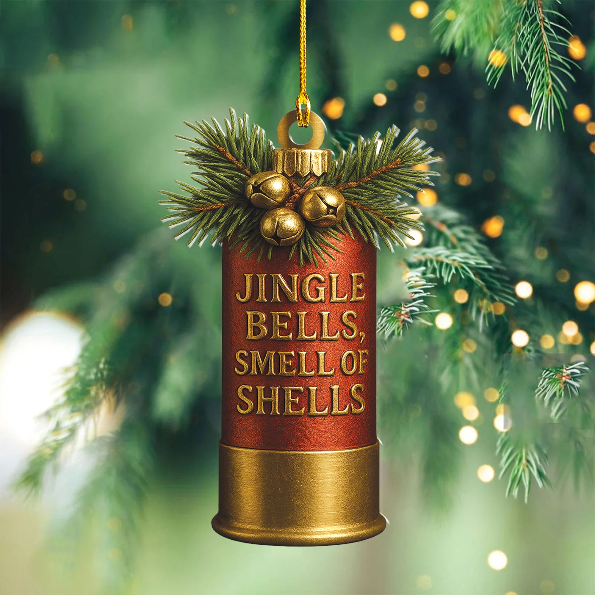 Funny Shotgun Shell Christmas Ornament – Rustic Hunting Tree Decoration Gift for Hunters