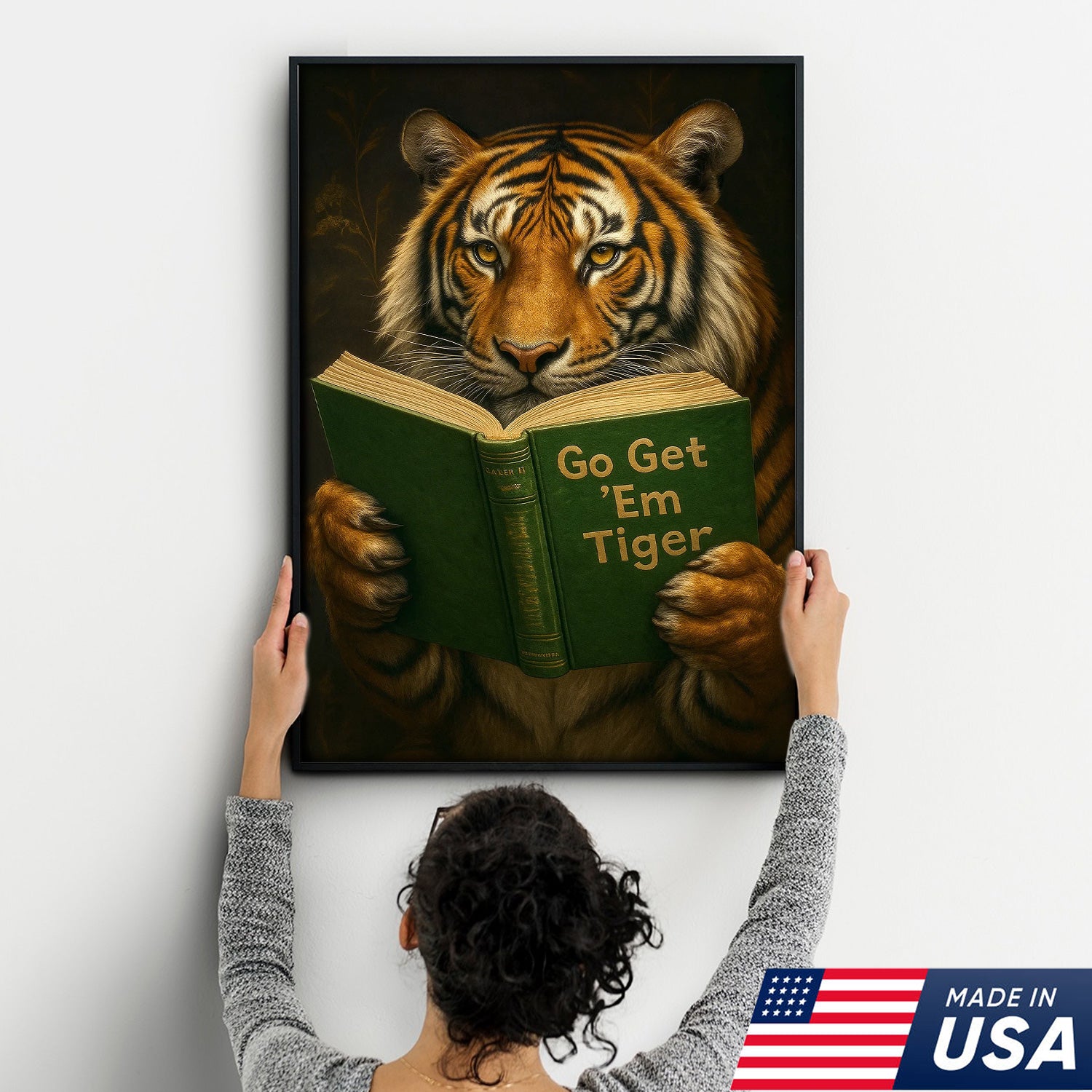 Motivational Tiger Canvas Wall Art - Inspiring Reading Animal Design - Bold Wildlife Artwork for Home Decor