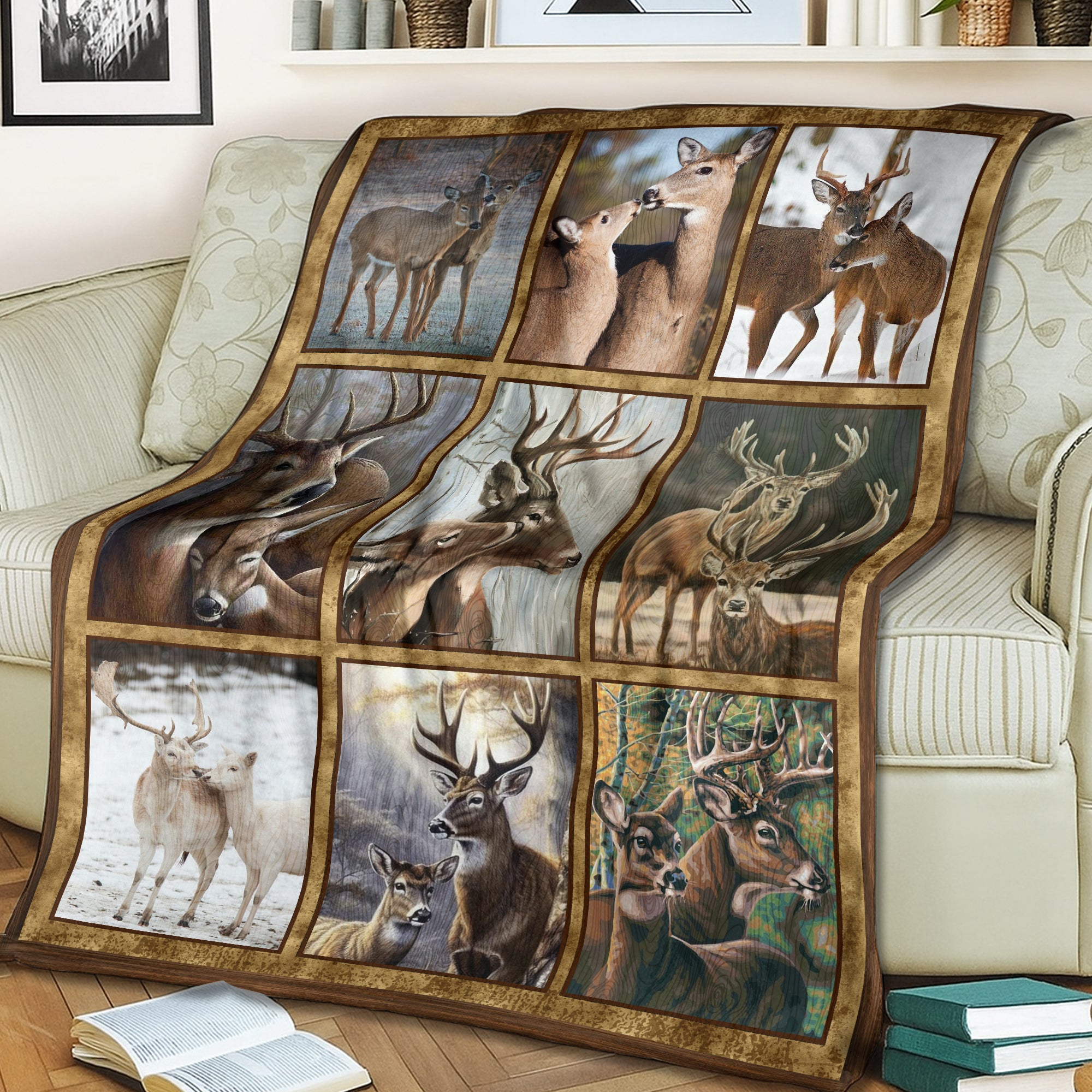 Buck & Doe Deer Lovers Fleece Blanket - Hunting Lodge & Cabin Decor Gift