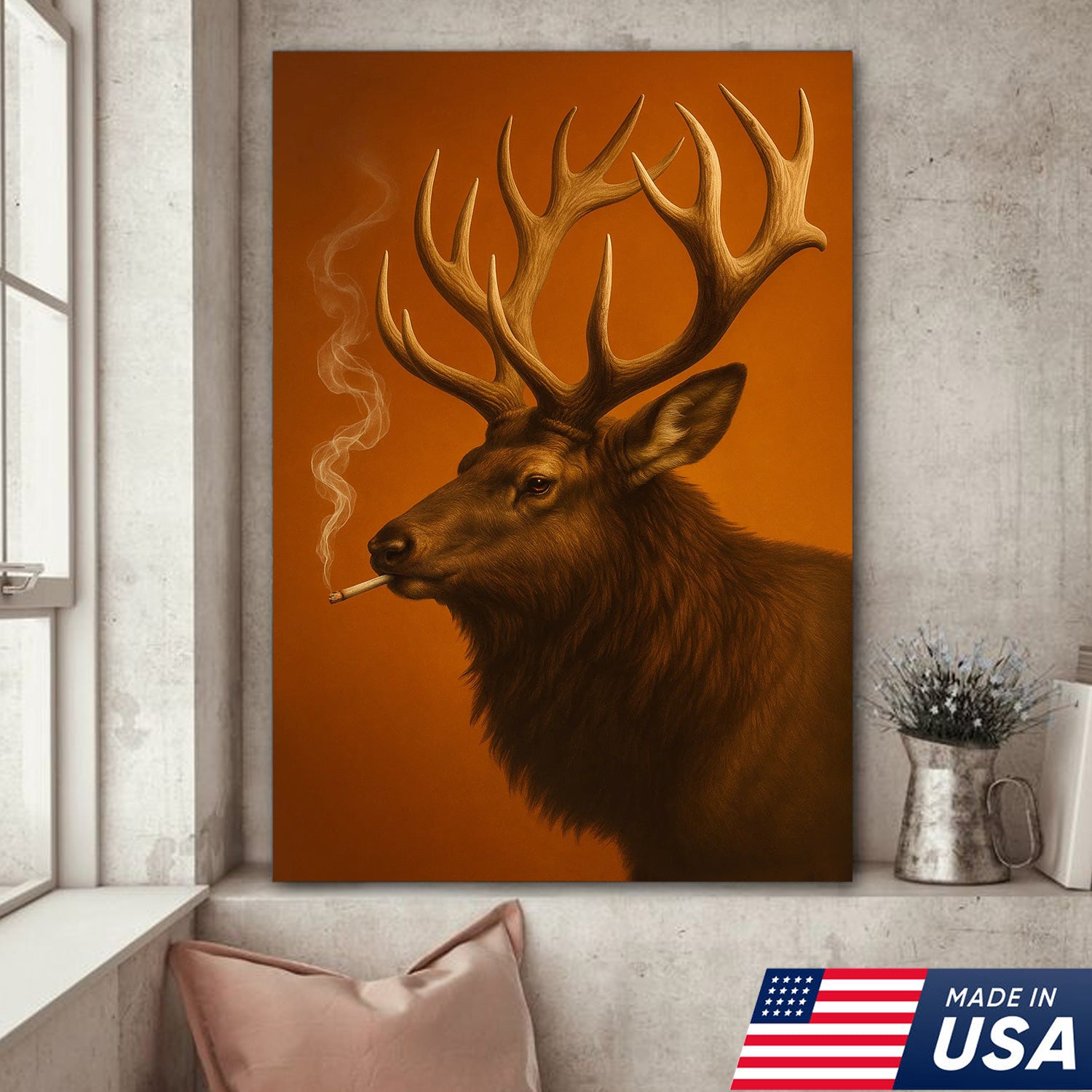 Majestic Elk Canvas Wall Art – Rustic Wildlife Home Decor for Hunters & Nature Lovers