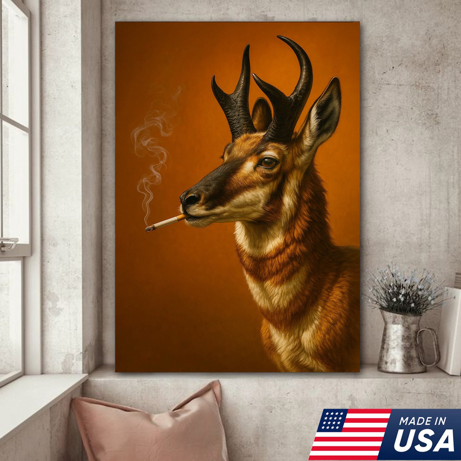 Pronghorn Canvas Wall Art – Stunning Rustic Wildlife Decor for Cabin, Lodge & Nature Lovers