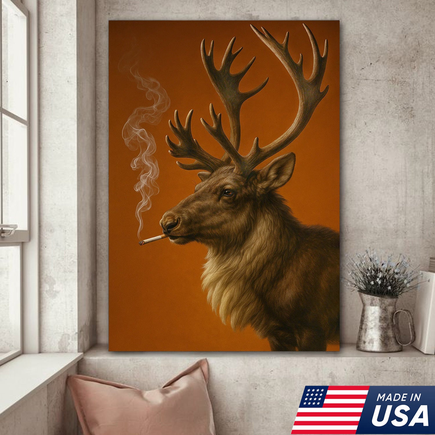 Caribou Canvas Wall Art – Majestic Rustic Wildlife Decor for Cabin, Lodge & Nature Enthusiasts