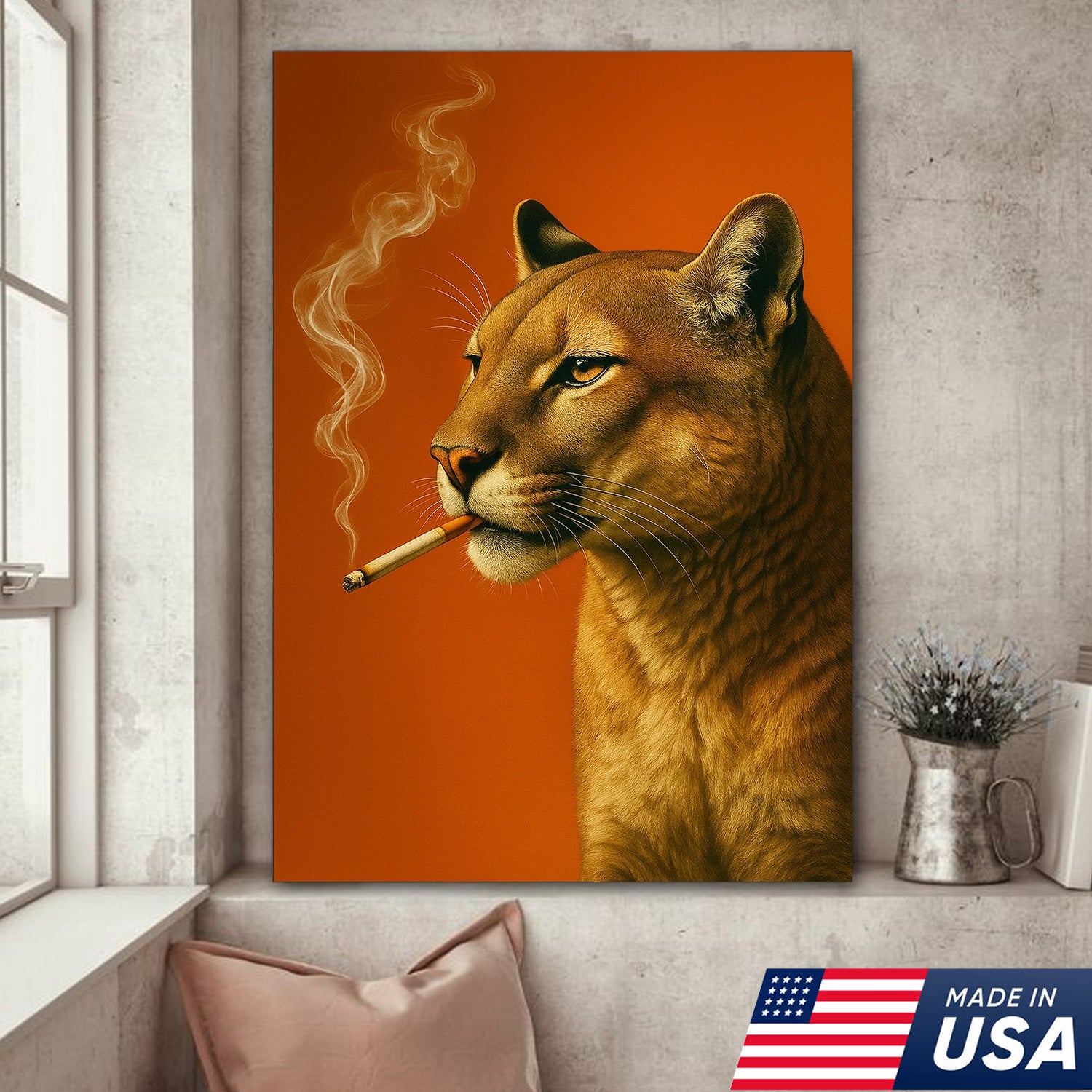 Mountain Lion Canvas Wall Art – Bold Rustic Wildlife Decor for Cabin, Lodge & Nature Enthusiasts