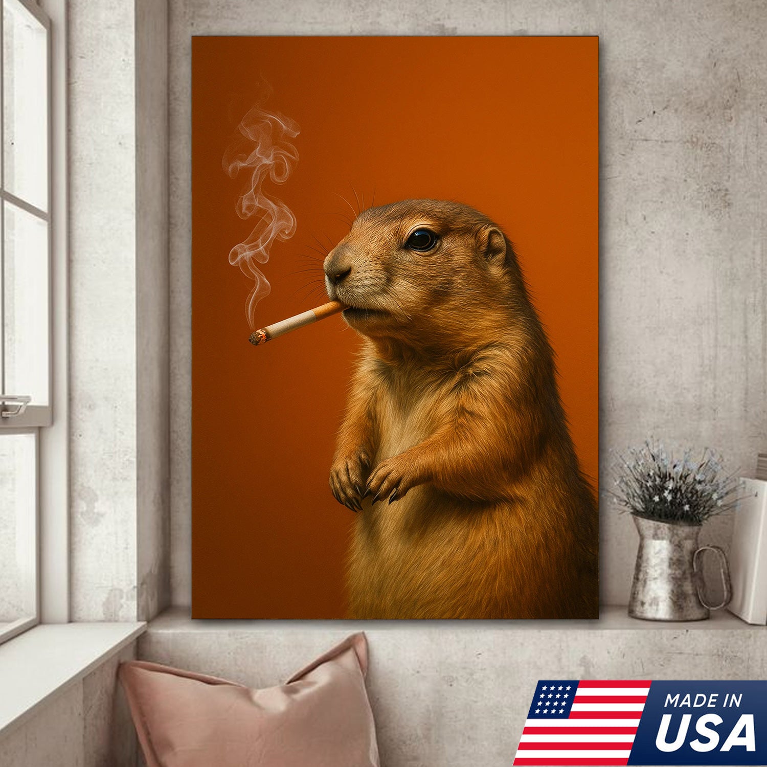 Prairie Dog Canvas Wall Art – Quirky Rustic Wildlife Accent for Farmhouse, Lodge & Nature Décor