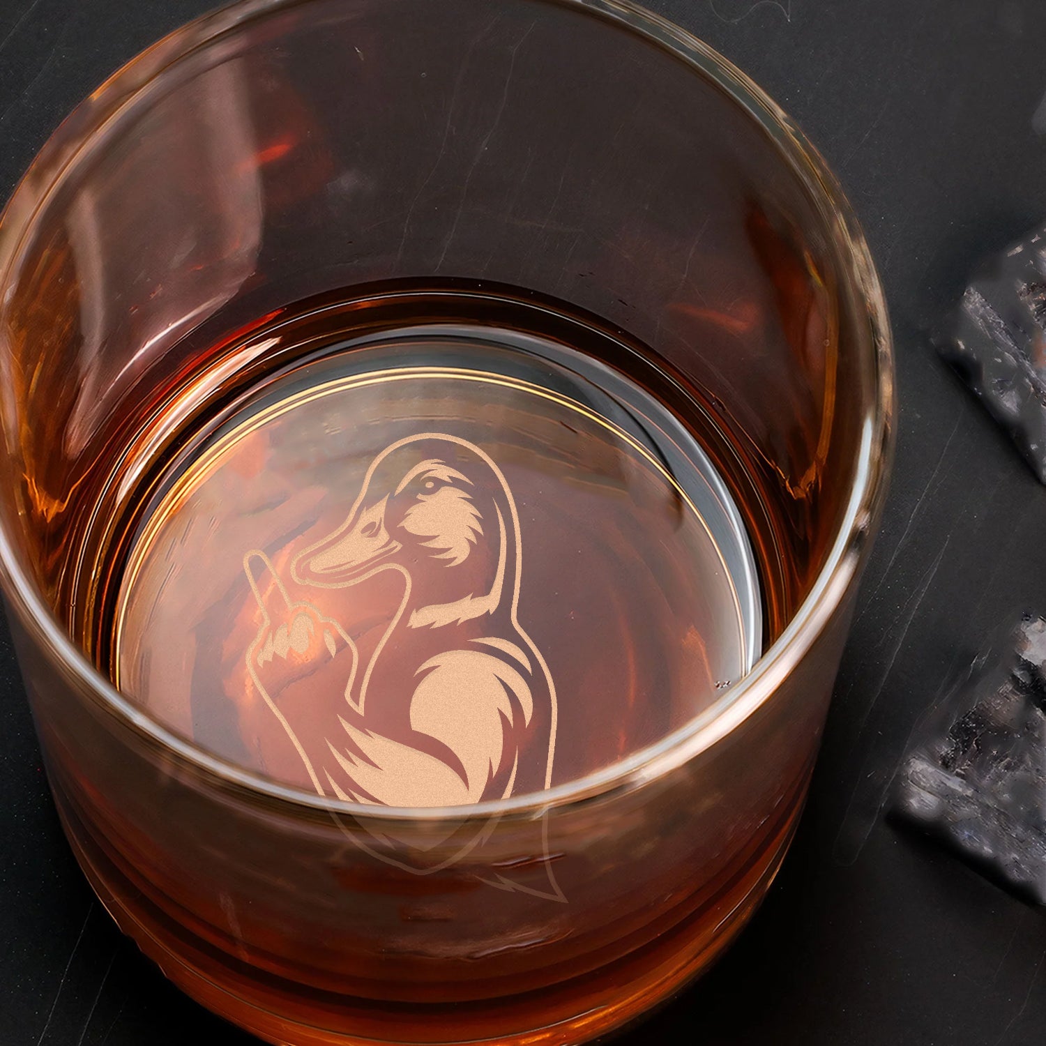 Funny Duck Whiskey Decanter Set – Engraved Drinking Glass for Hunters & Drinking Lovers