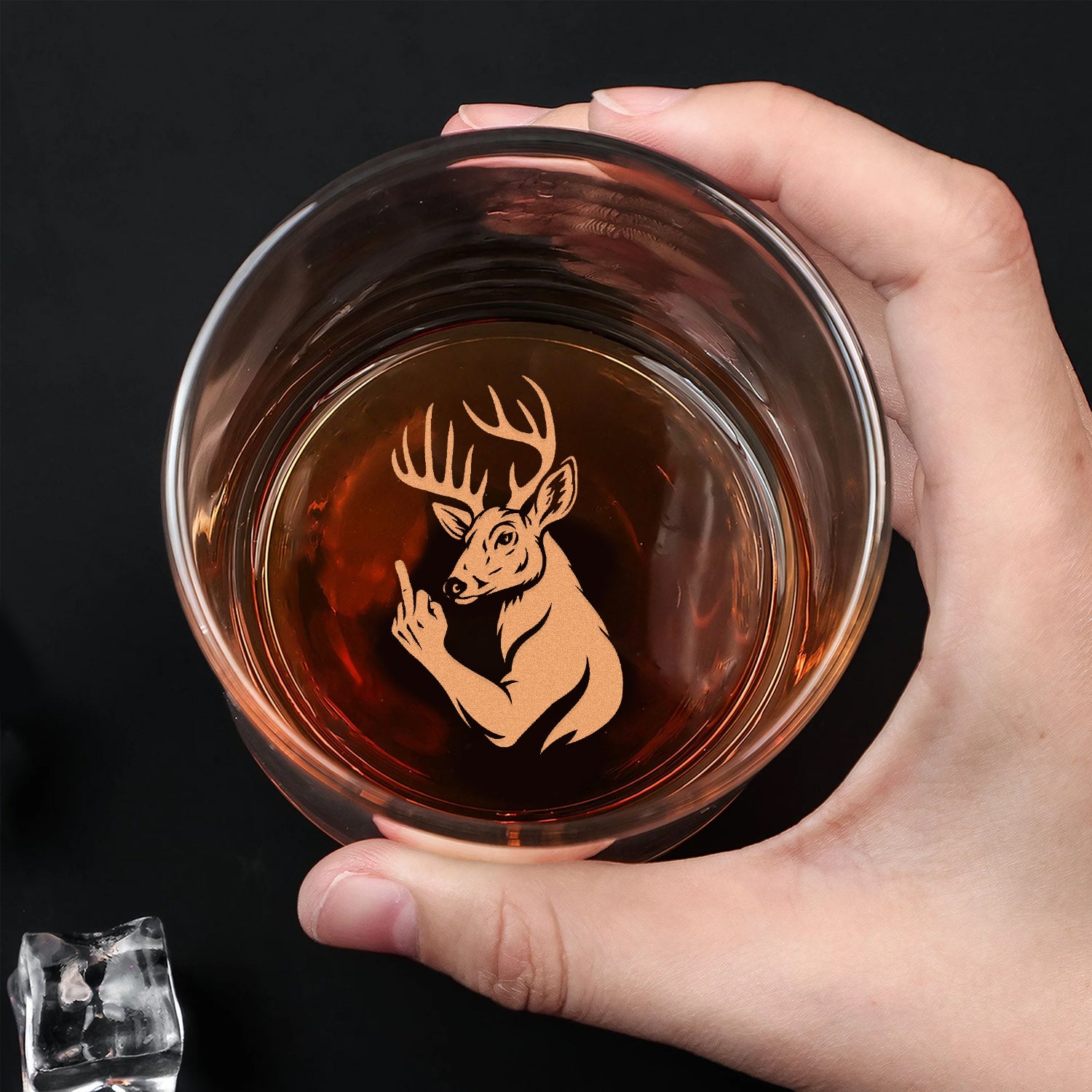 Luxury Deer Hunting Whiskey Decanter & Glass Set – Engraved Buck Glass Gift for Men & Outdoors Lovers