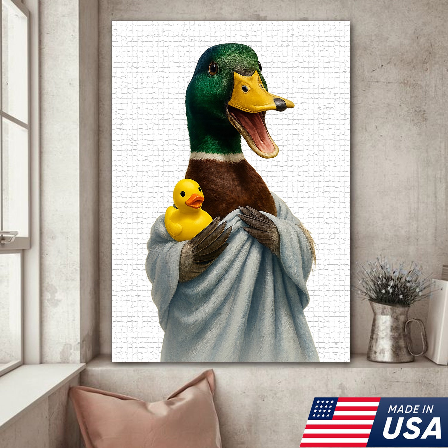 Funny Duck Bathroom Wall Art – Cute Rubber Duck Canvas Print for Farmh ...