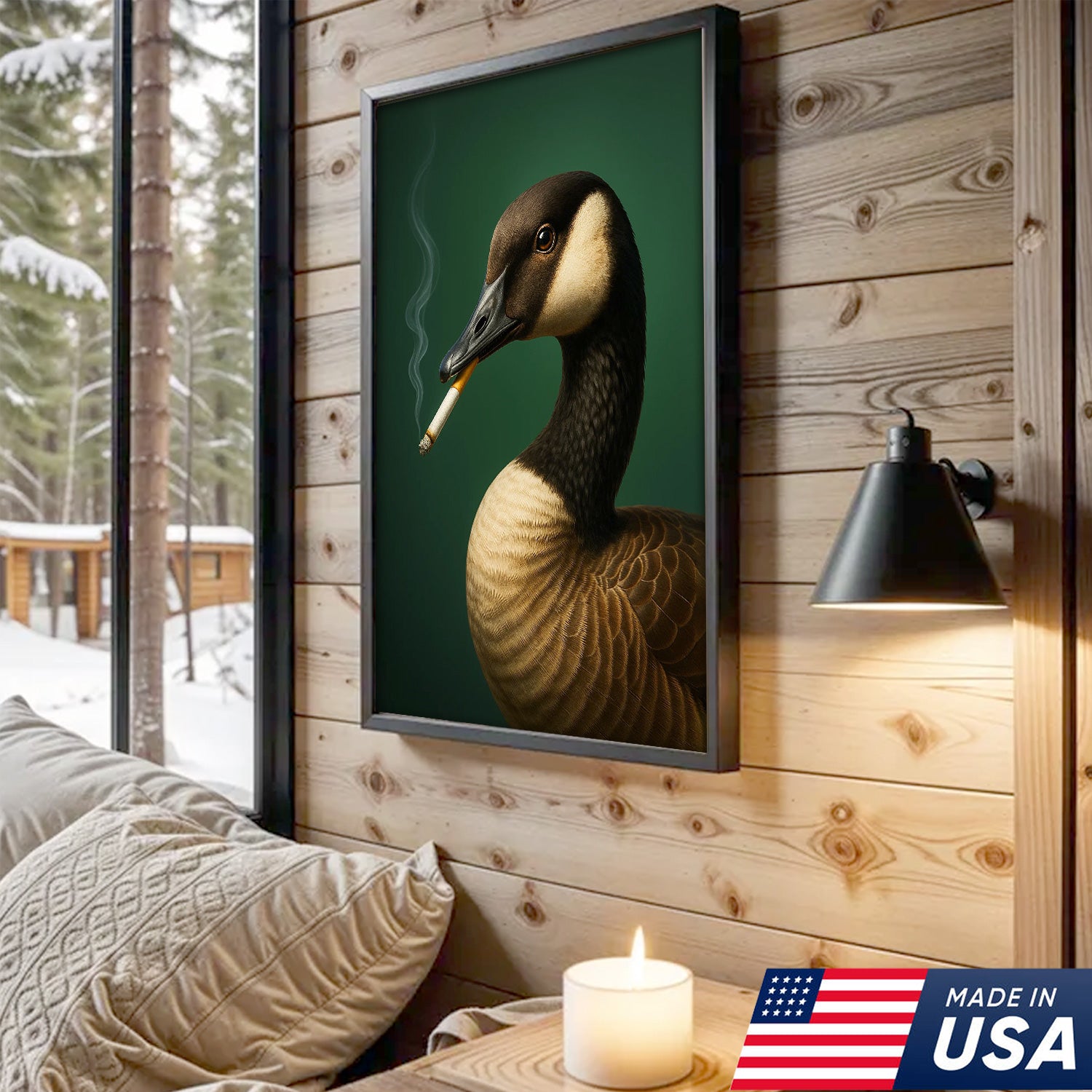 Canada Goose Wall Art Canvas - Rustic Wildlife Home Decor - Cabin & Hunting Lodge Artwork