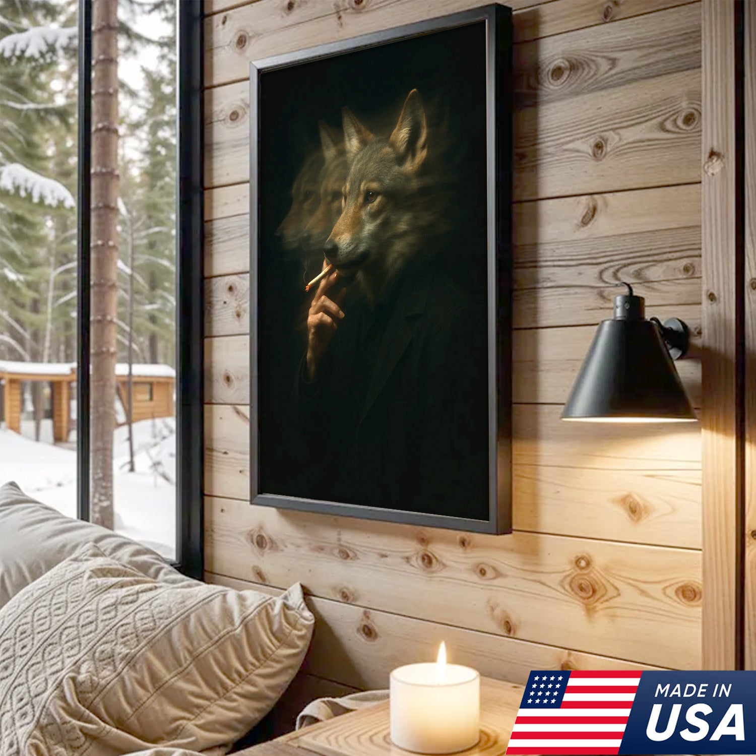 Mystical Wolf Coyote Canvas Wall Art - Mysterious Animal Portrait with Surreal Motion Effect - Unique Wildlife Artwork for Home Decor