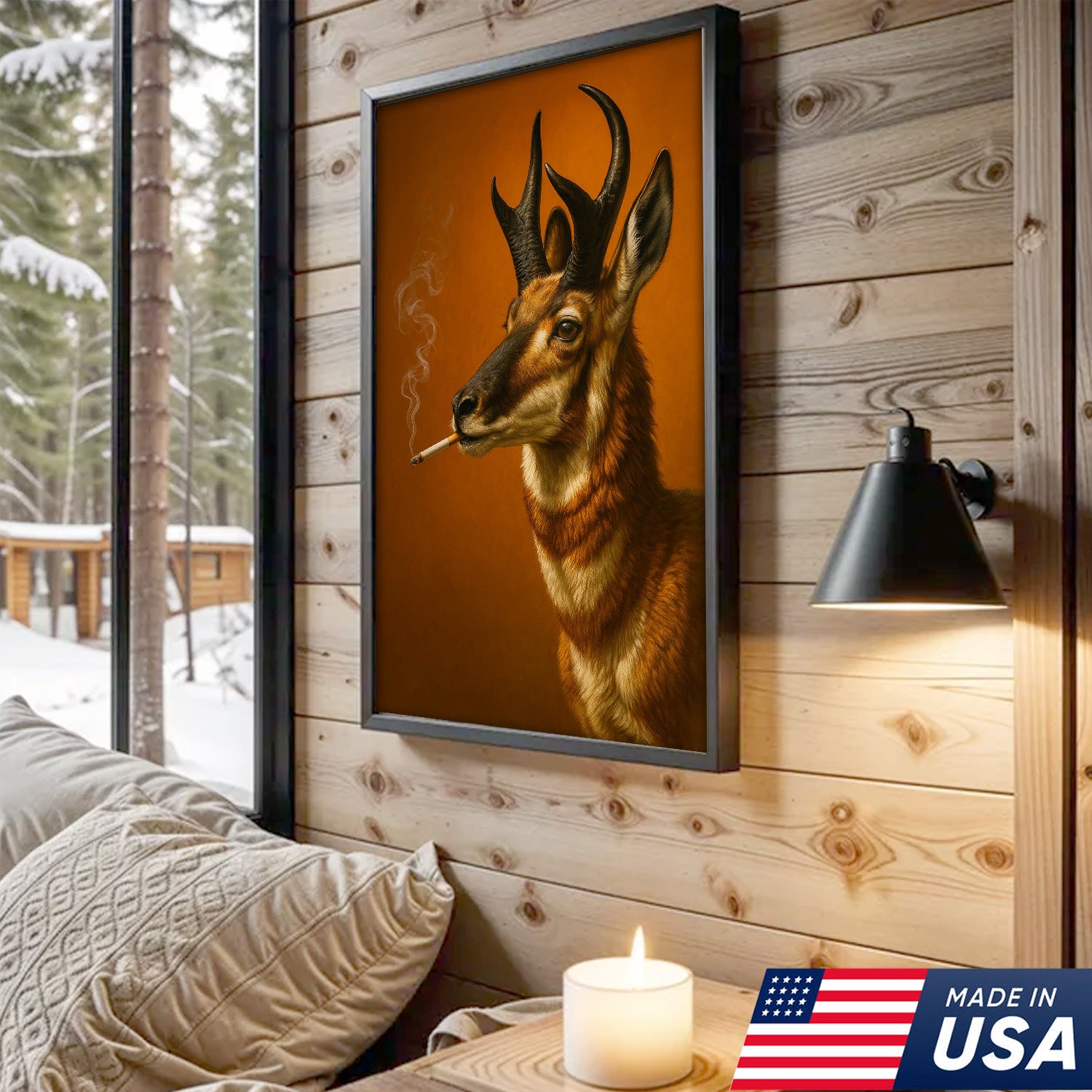 Pronghorn Canvas Wall Art – Stunning Rustic Wildlife Decor for Cabin, Lodge & Nature Lovers