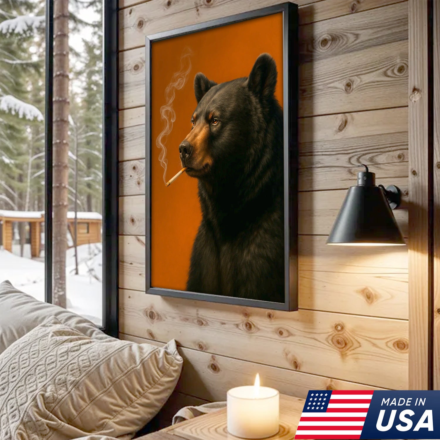 Black Bear Canvas Wall Art – Bold Rustic Wildlife Decor for Cabin, Lodge & Nature Lovers