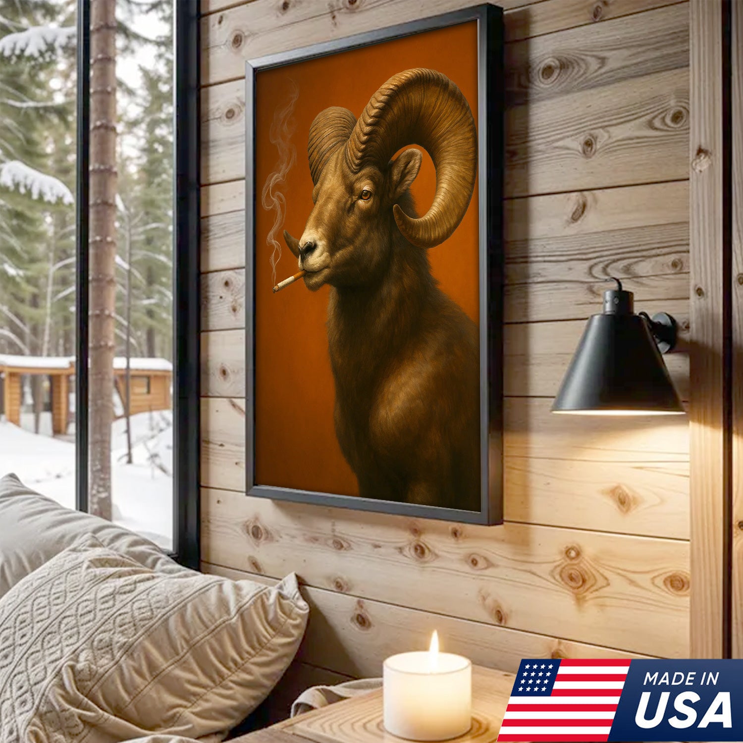 Bighorn Sheep Canvas Wall Art – Majestic Rustic Wildlife Decor for Cabin, Lodge & Nature Lovers