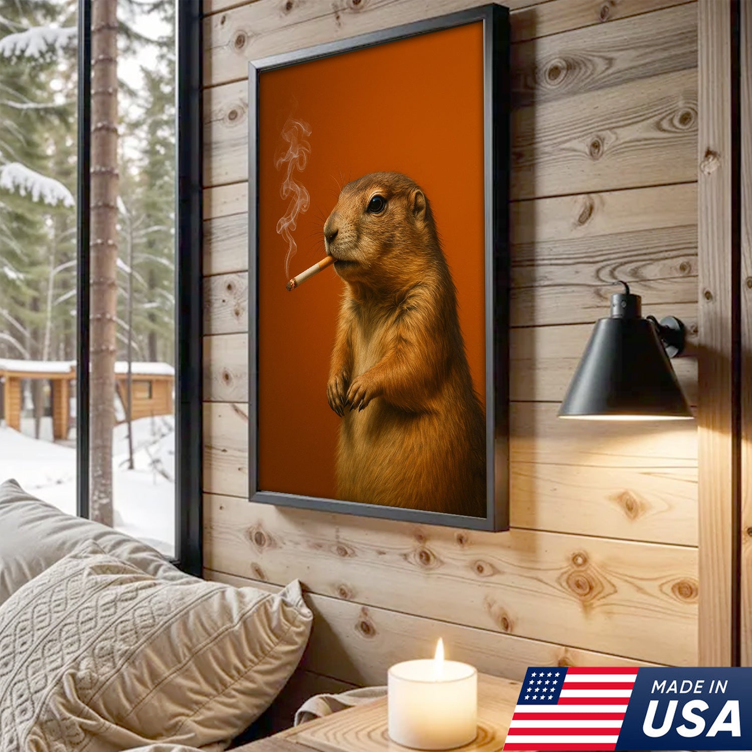 Prairie Dog Canvas Wall Art – Quirky Rustic Wildlife Accent for Farmhouse, Lodge & Nature Décor