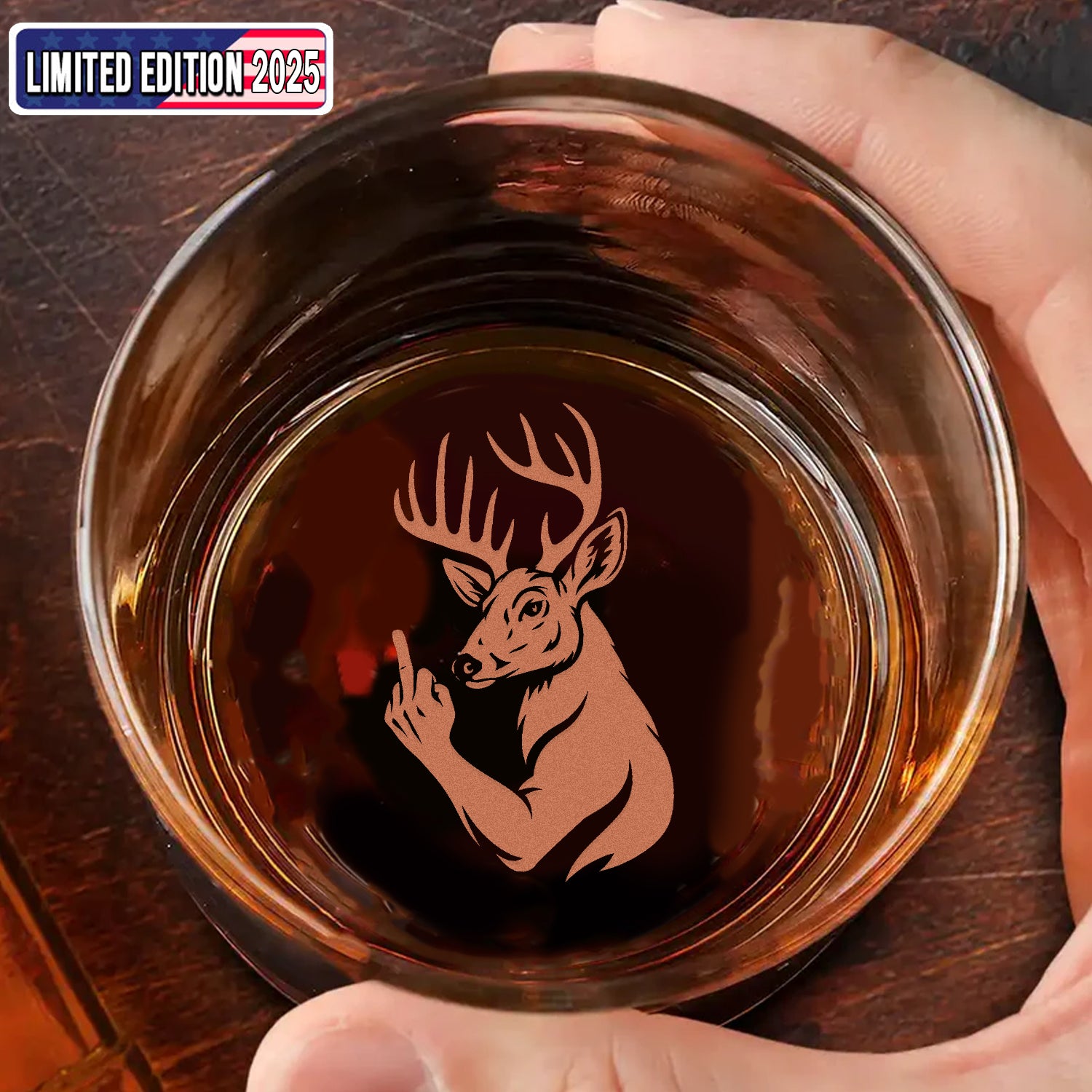 Luxury Deer Hunting Whiskey Decanter & Glass Set – Engraved Buck Glass Gift for Men & Outdoors Lovers
