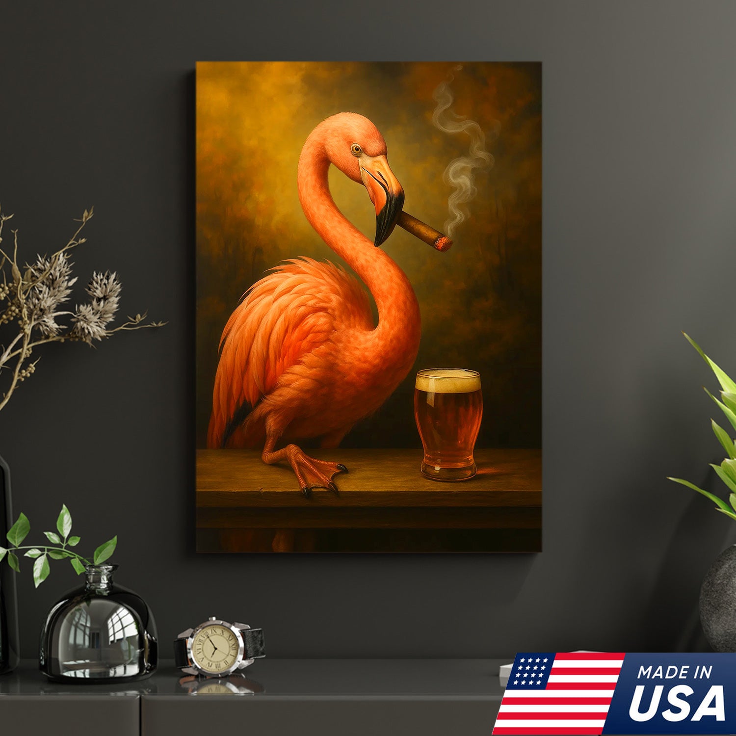 Whimsical Flamingo Canvas Wall Art - Bold Tropical Bird Design for Modern Home Decor - Unique Animal Artwork