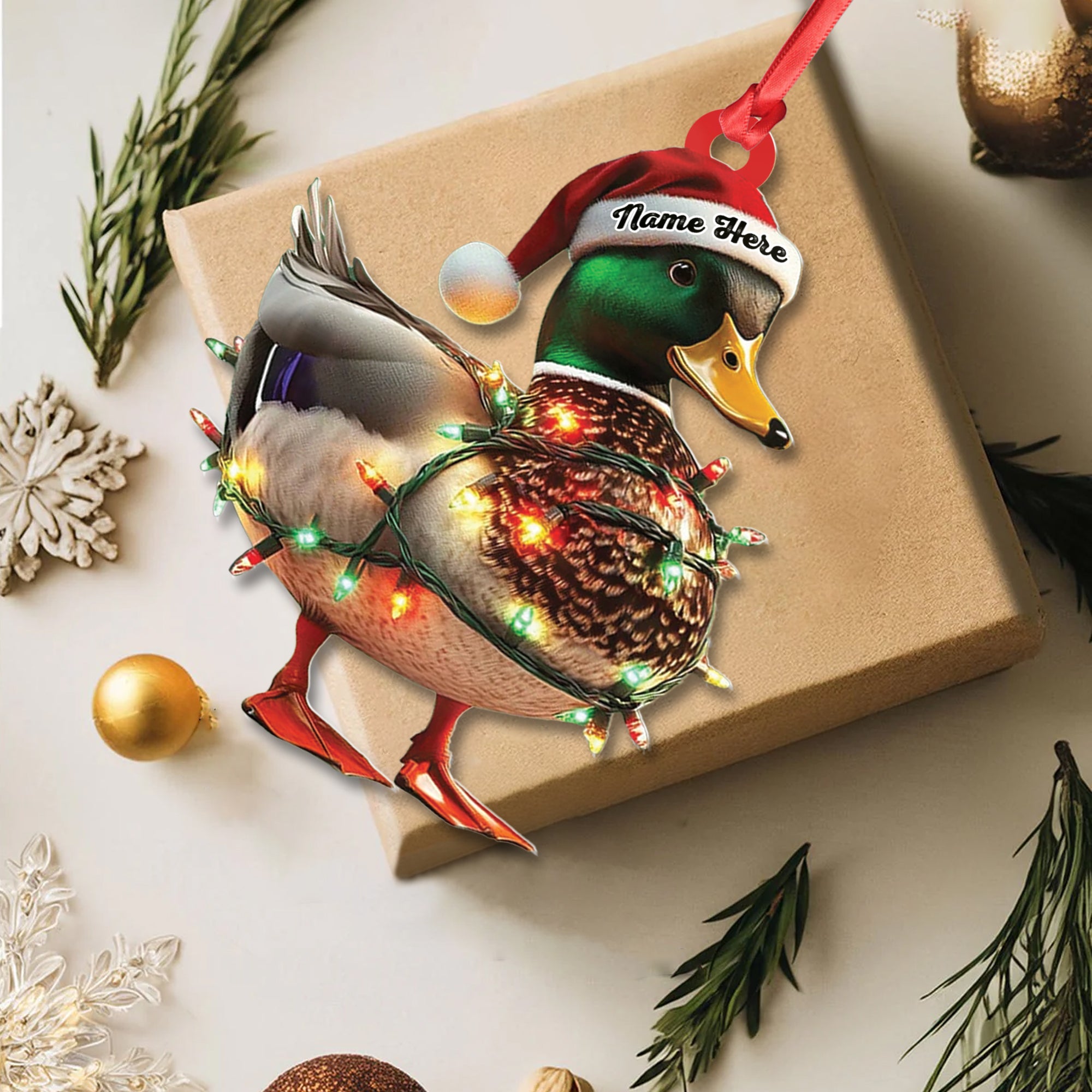 Personalized Duck Acrylic Christmas Ornament – Funny Custom Hunting Tree Decoration For Hunters