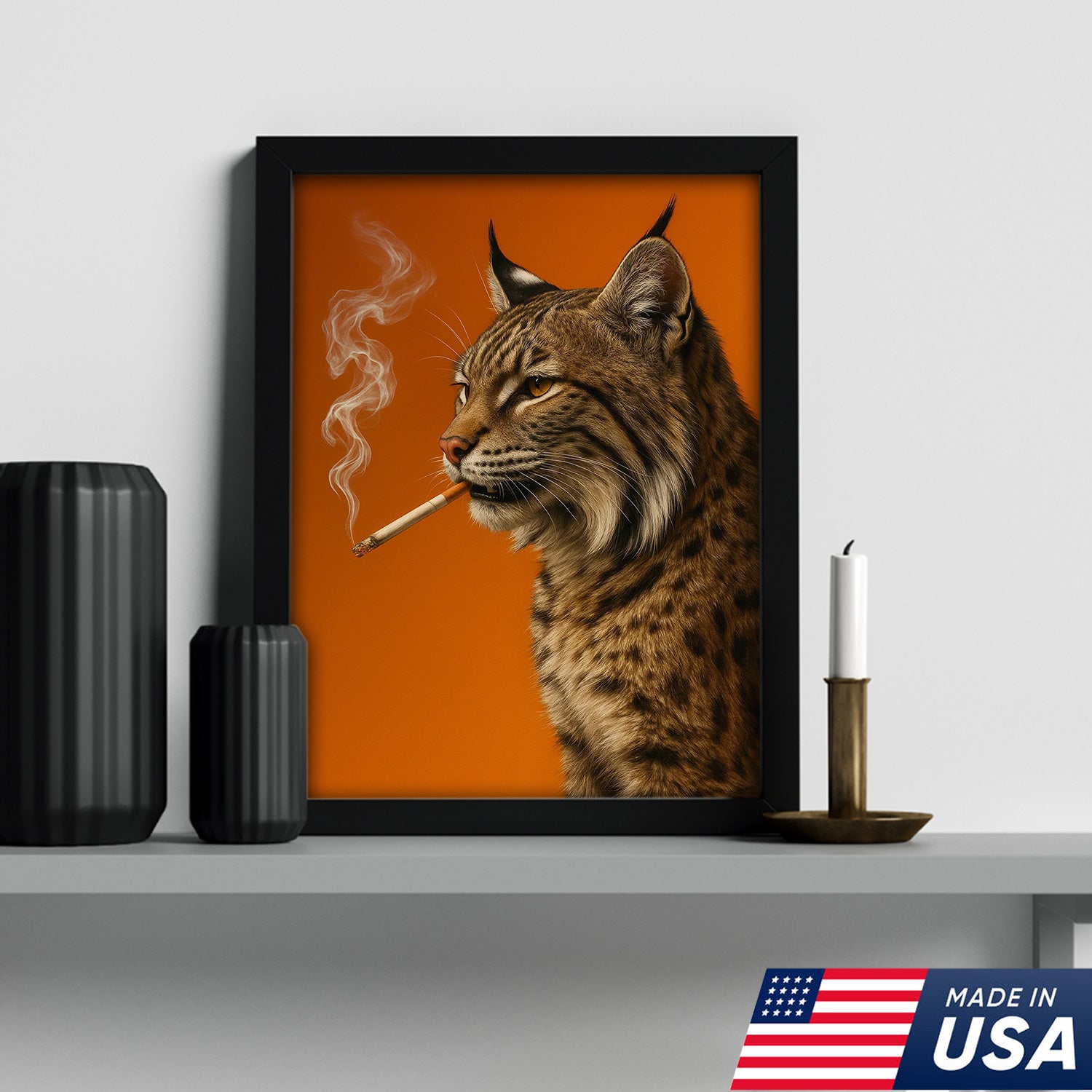 Bobcat Canvas Wall Art – Rustic Wildlife Decor – Hunting Cabin Artwork – Mountain Lodge Wall Hanging – Woodland Animal Nature Print