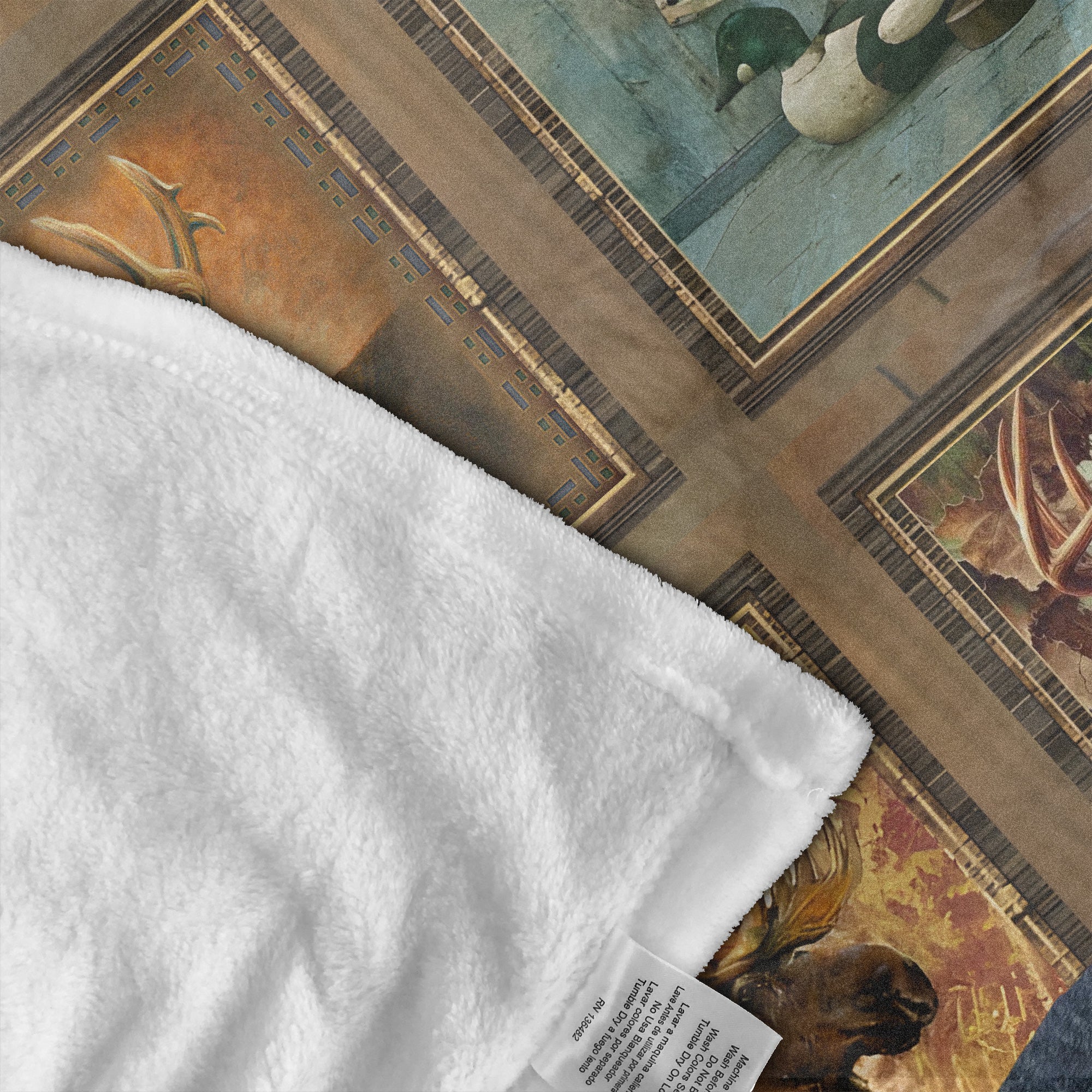 Rustic Wildlife Cabin Lodge Fleece Blanket – Deer, Moose, and Duck Hunting Retreat Fleece Blanket