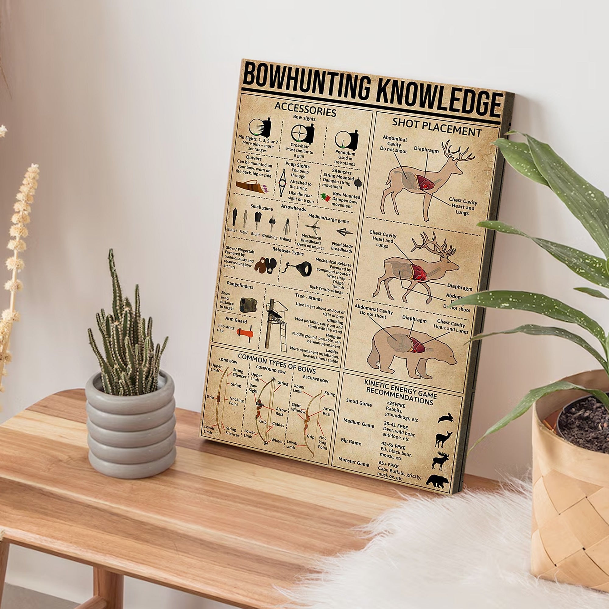 Bowhunting Knowledge Canvas – Deer & Elk Shot Placement and Archery Guide Wall Art