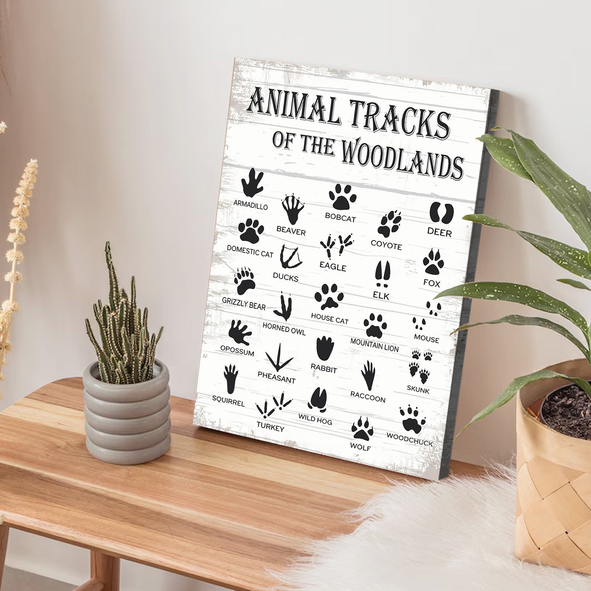 Animal Tracks of the Woodlands Canvas – Rustic Cabin Wall Art for Hunters & Nature Lovers