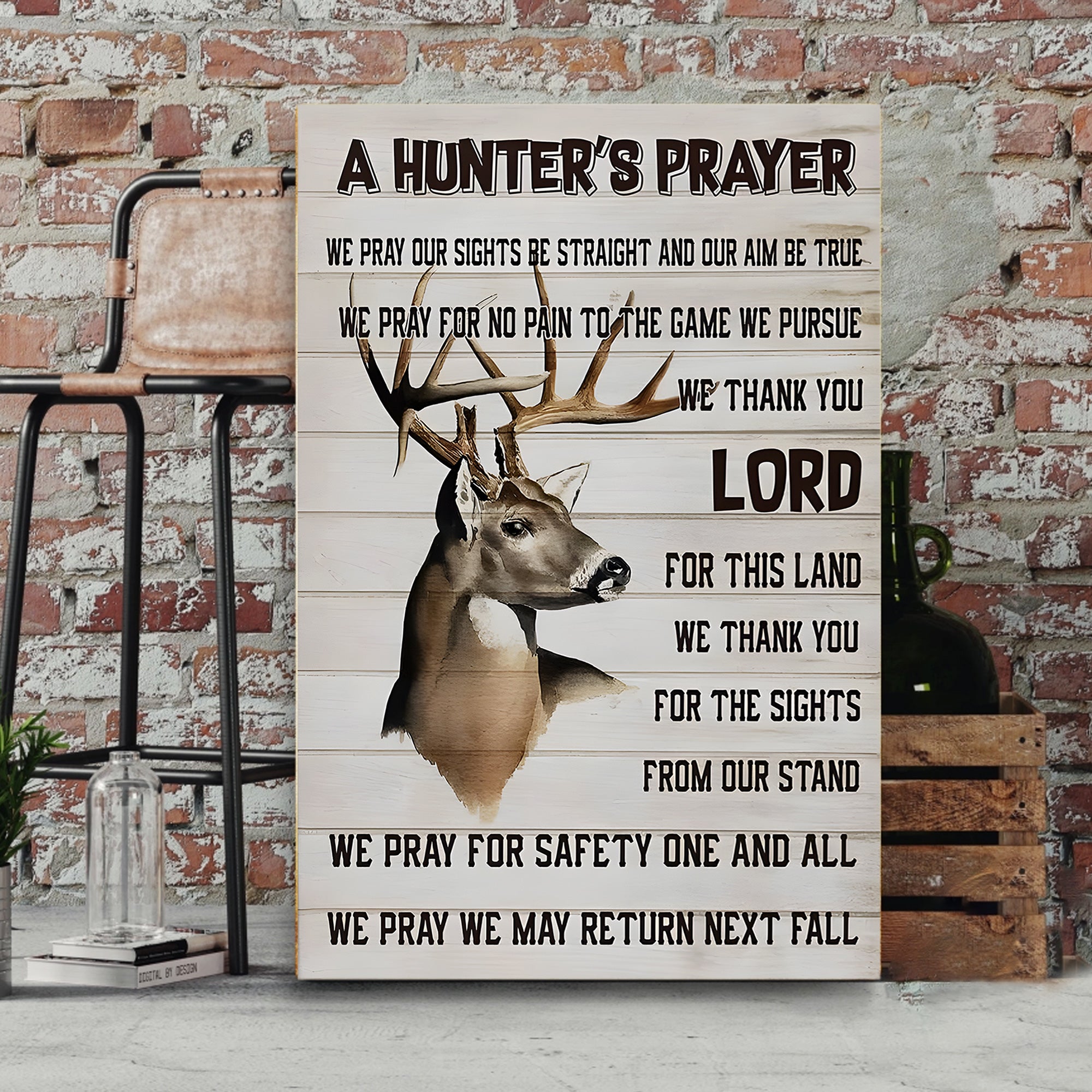 A Hunter’s Prayer Canvas – Deer Hunting Christian Rustic Wall Art Gift For Hunters