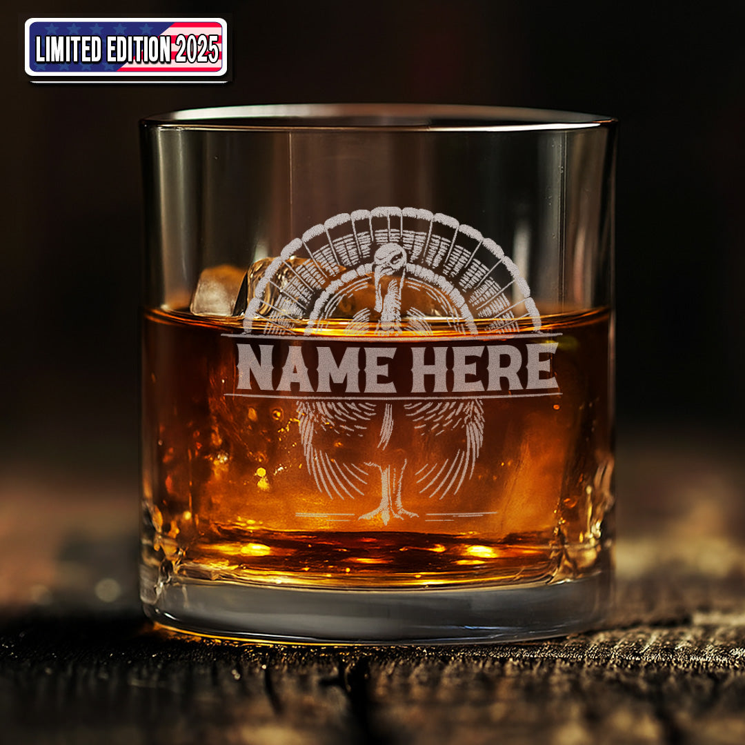 Personalized Turkey Whiskey Glass – Unique Gift for Hunters, Outdoorsmen & Drinking Lovers