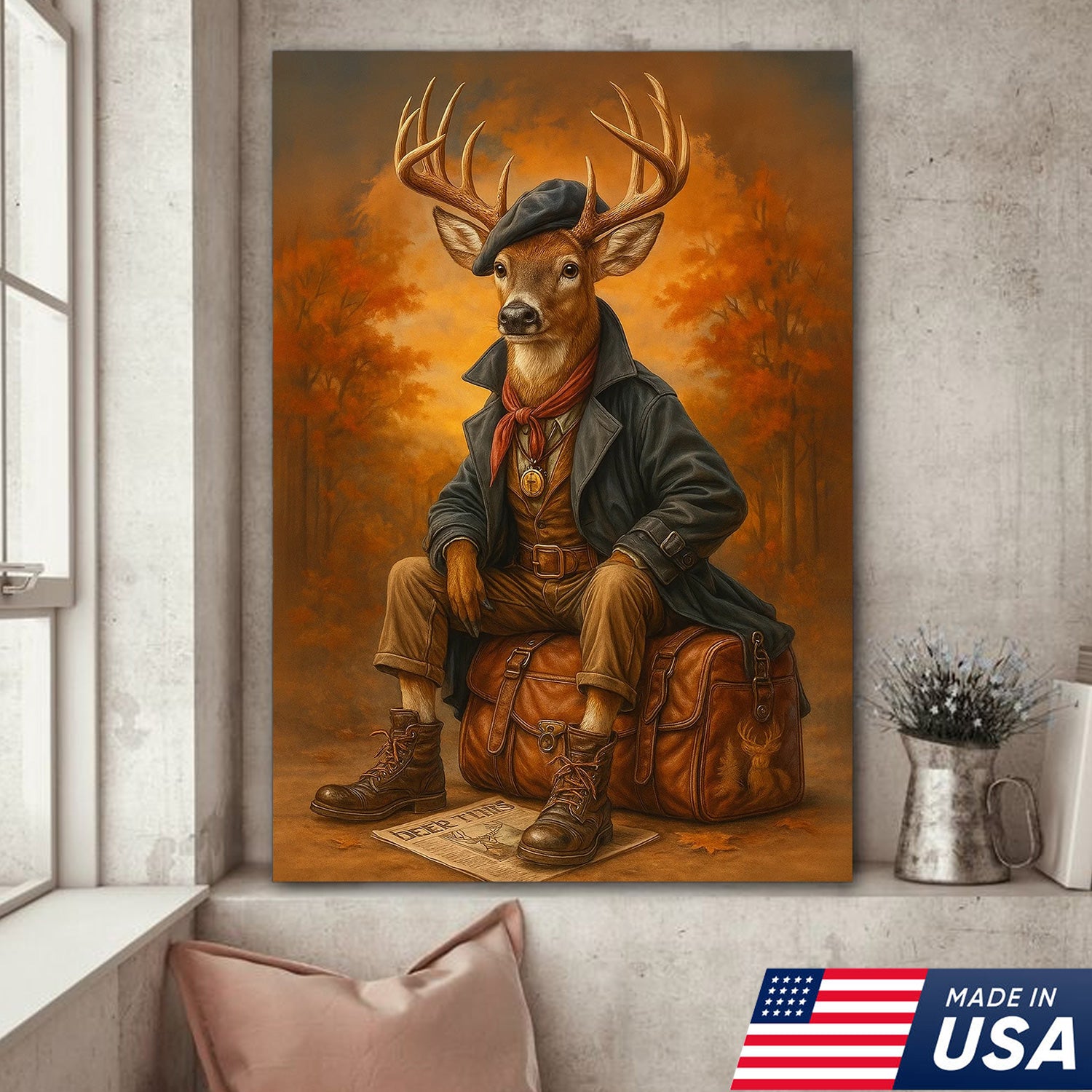 The Gentleman Hunter Deer Canvas Wall Art - Rustic Hunting Lodge - Deer Canvas Print for Hunters