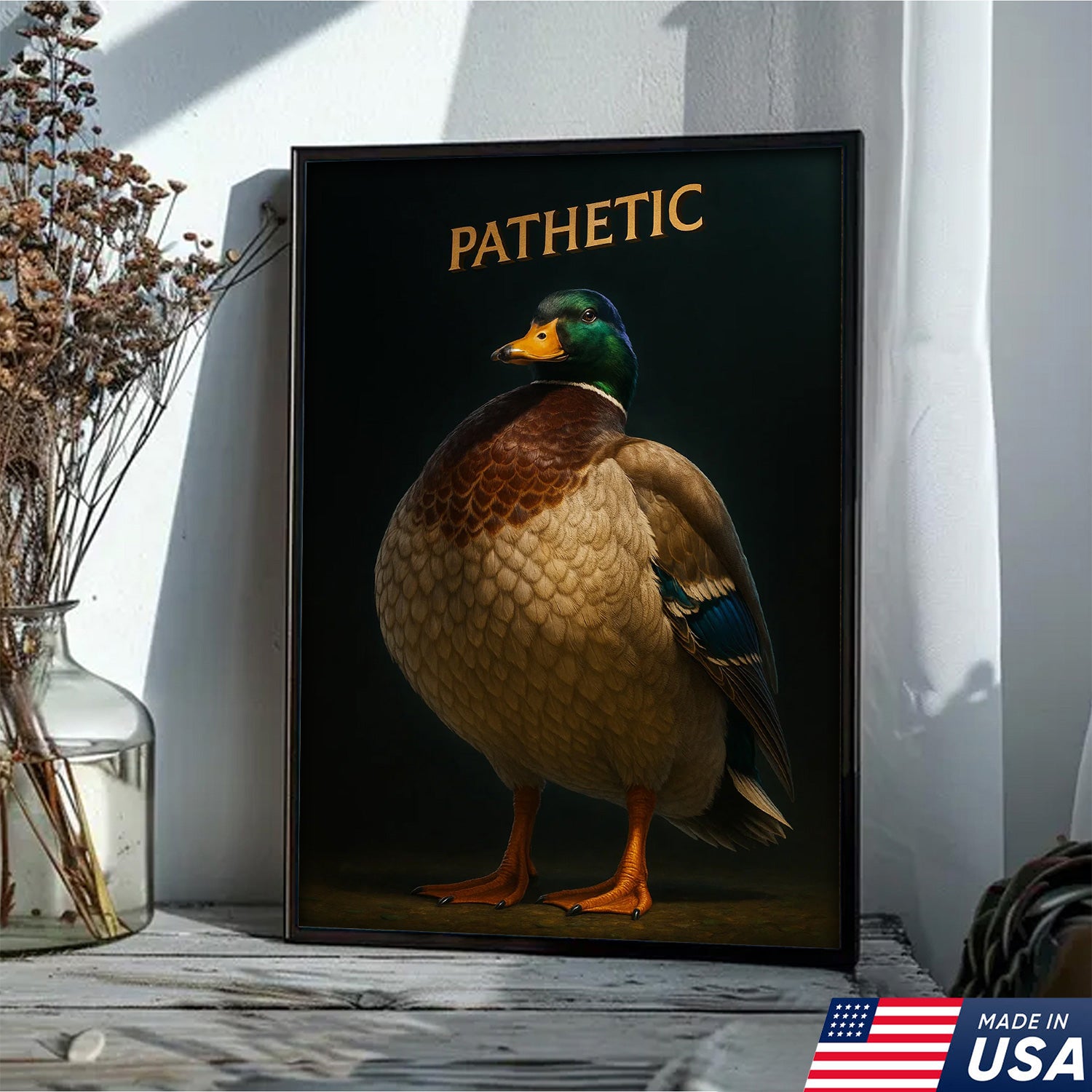 Pathetic Mallard Duck Canvas Wall Art – Funny Hunting Decor – Rustic Lodge Wall Print