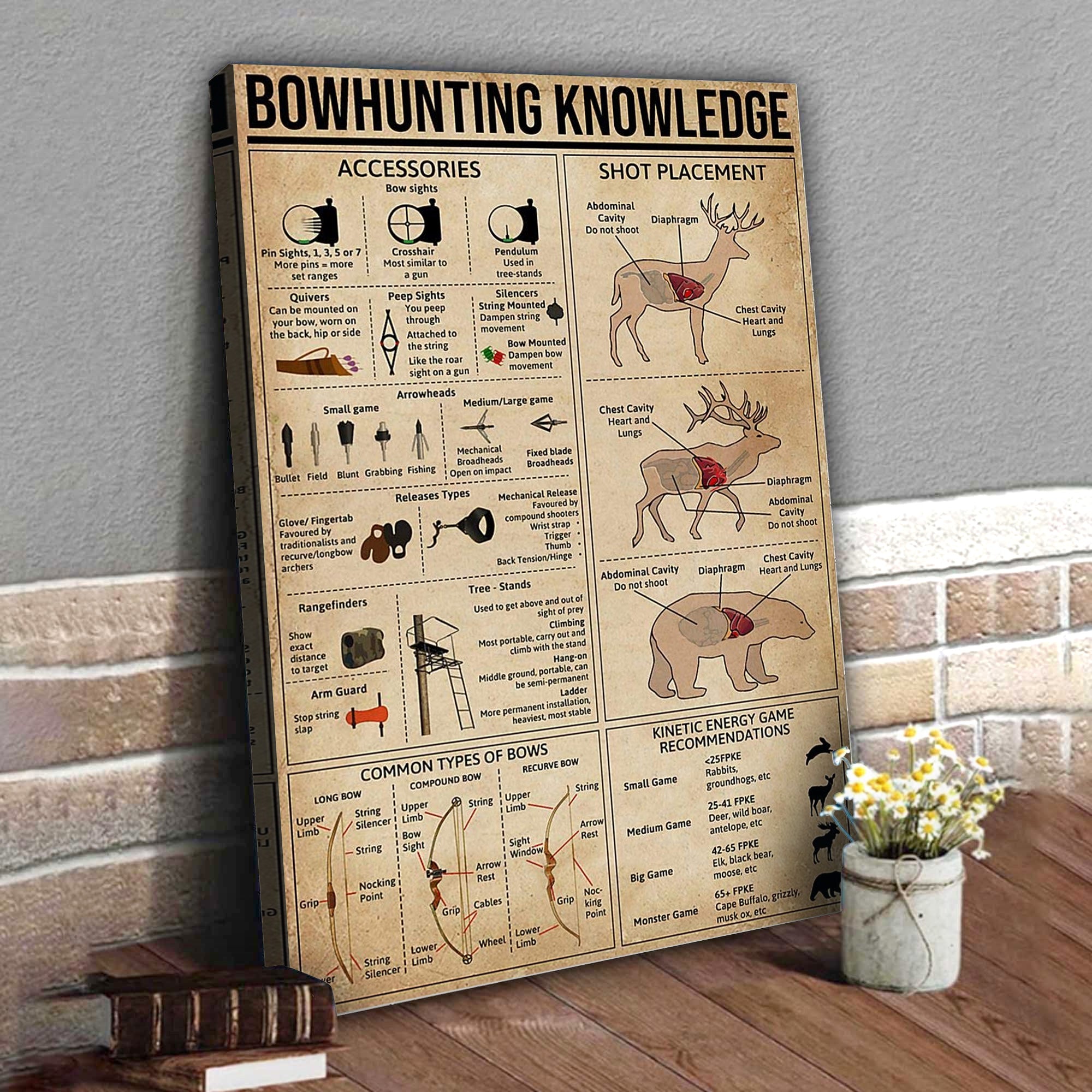 Bowhunting Knowledge Canvas – Deer & Elk Shot Placement and Archery Guide Wall Art