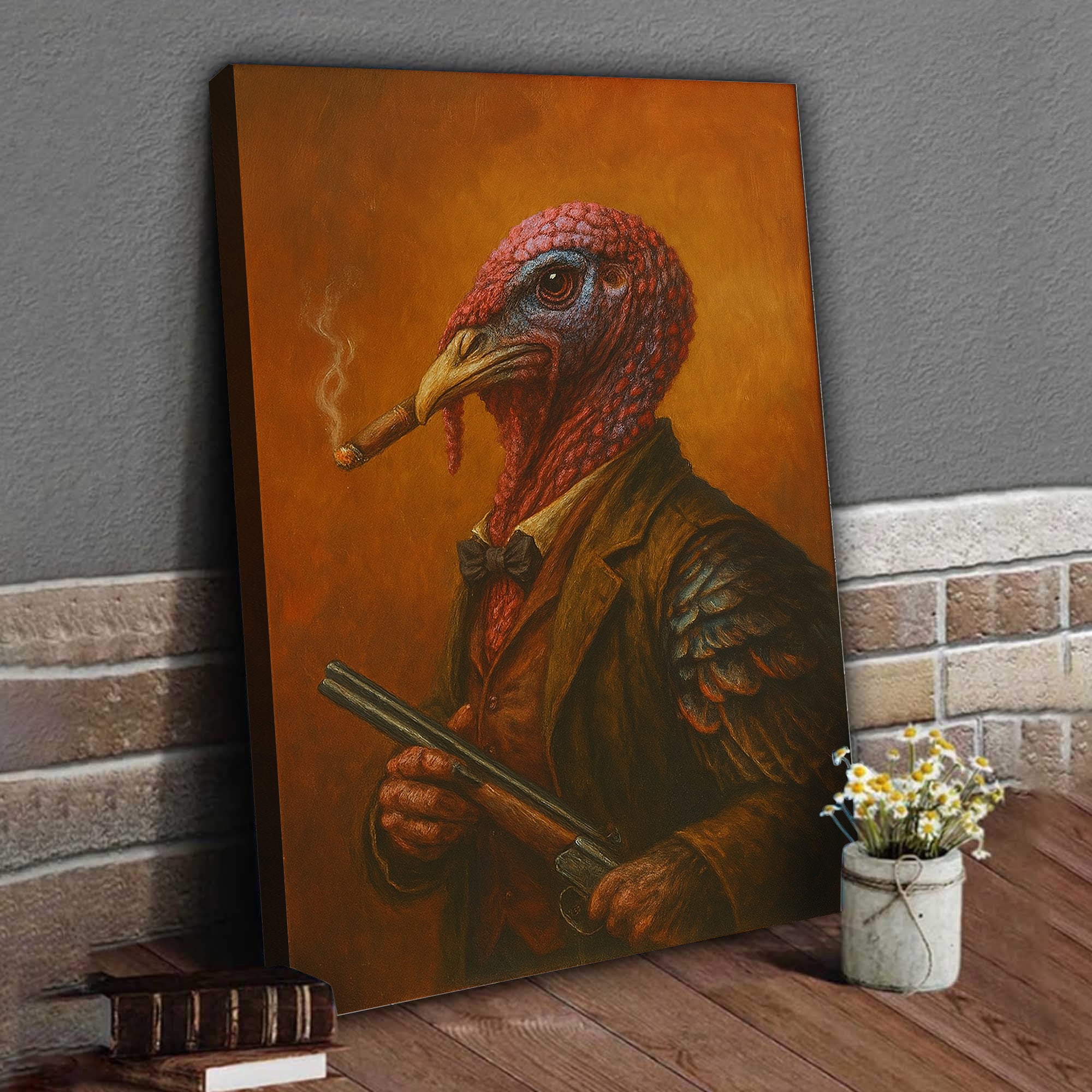 Turkey Smoking Canvas – Unique Hunting Lodge or Man Cave Decor