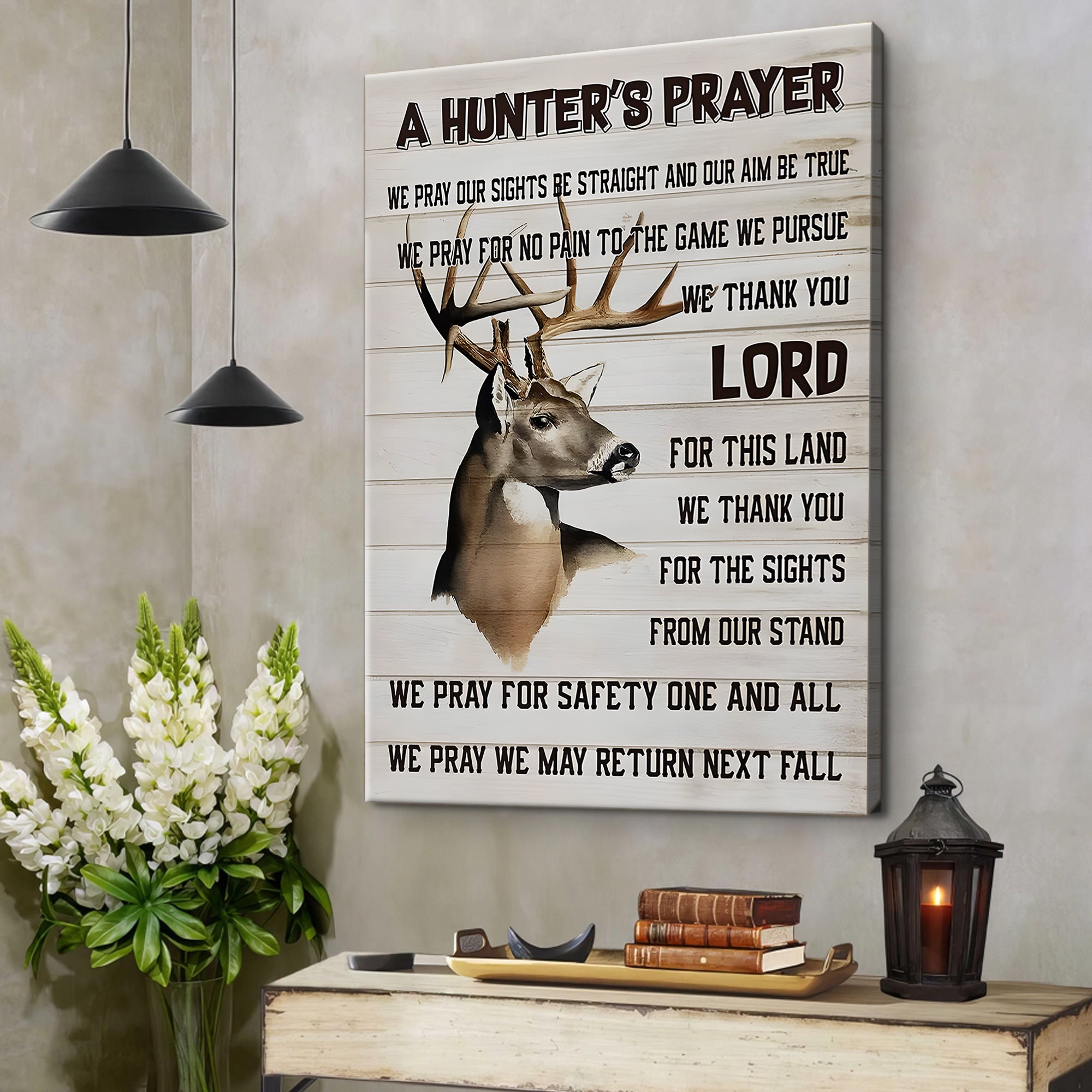 A Hunter’s Prayer Canvas – Deer Hunting Christian Rustic Wall Art Gift For Hunters