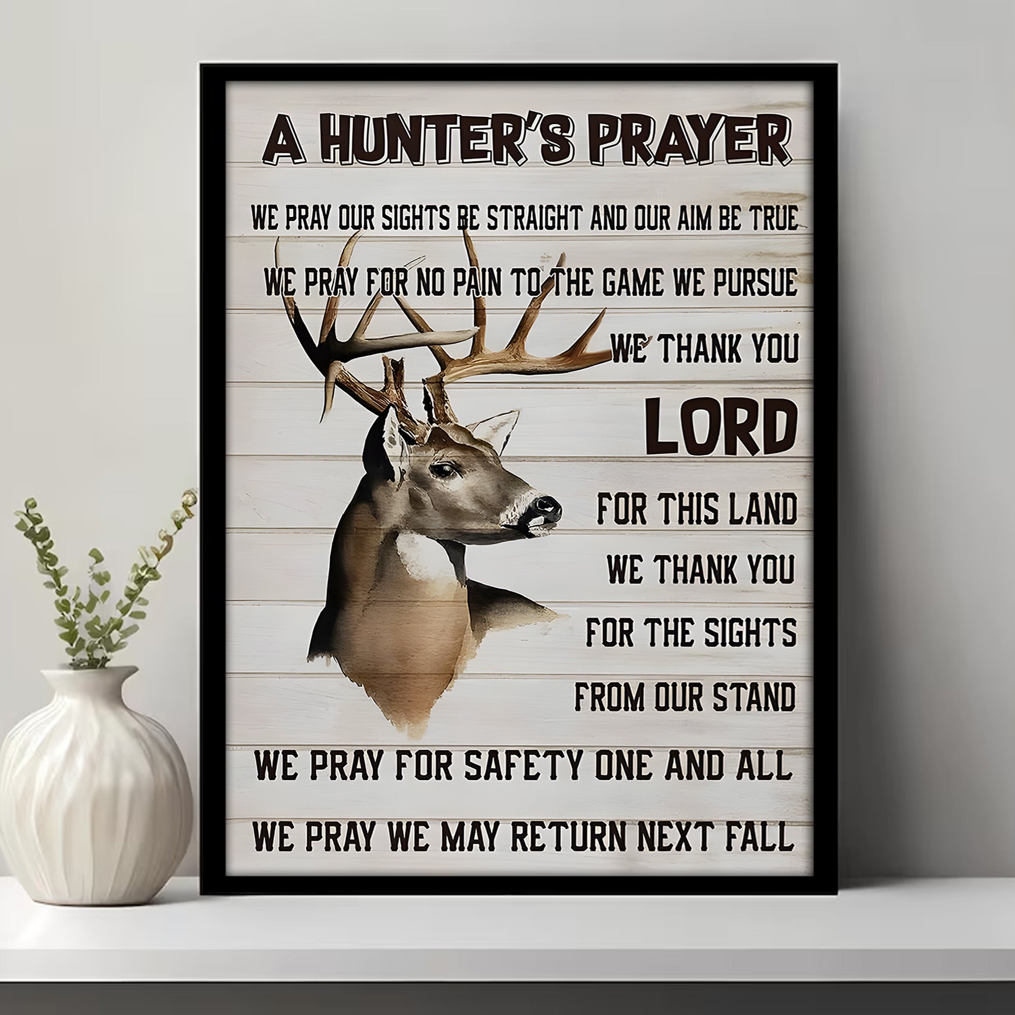 A Hunter’s Prayer Canvas – Deer Hunting Christian Rustic Wall Art Gift For Hunters