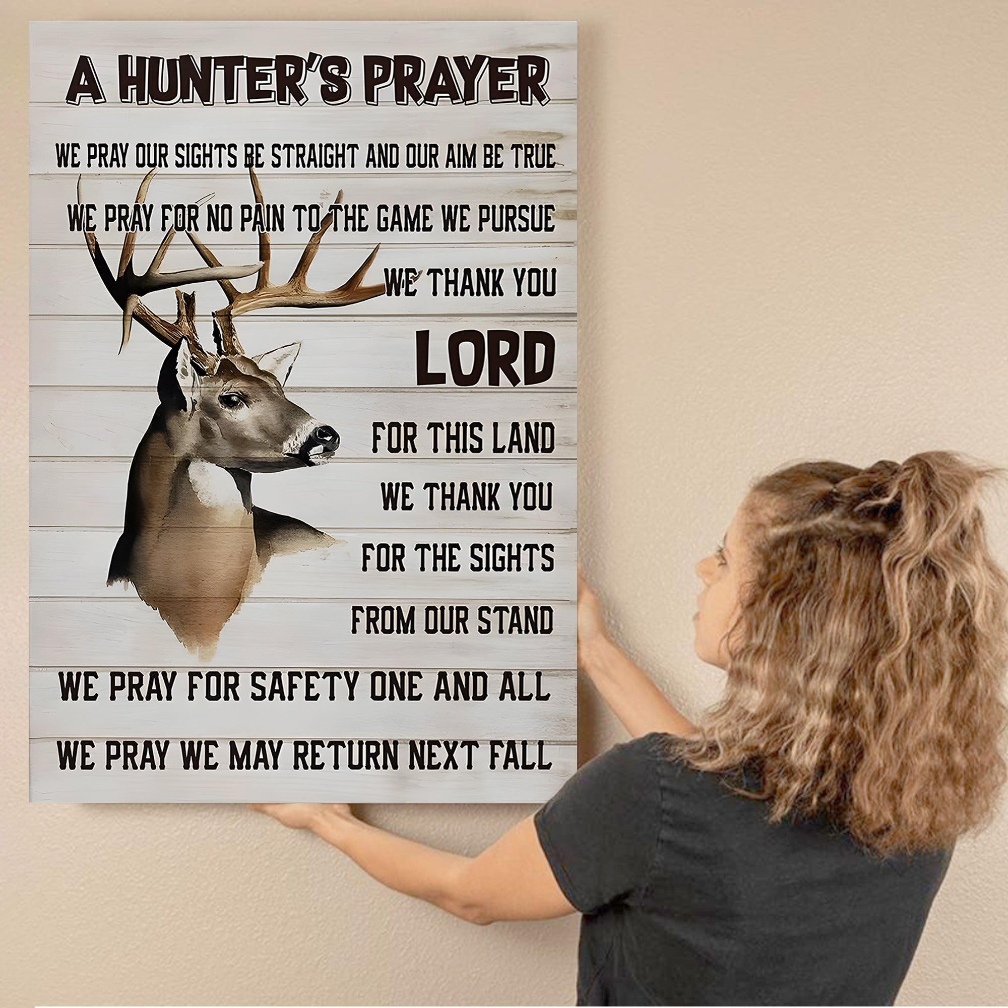 A Hunter’s Prayer Canvas – Deer Hunting Christian Rustic Wall Art Gift For Hunters