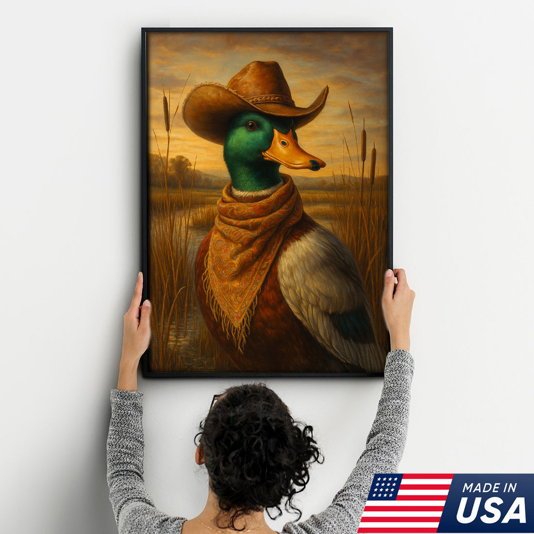 Wild Duck Cowboy Canvas β Funny Hunting Lodge Canvas Decor for Hunters