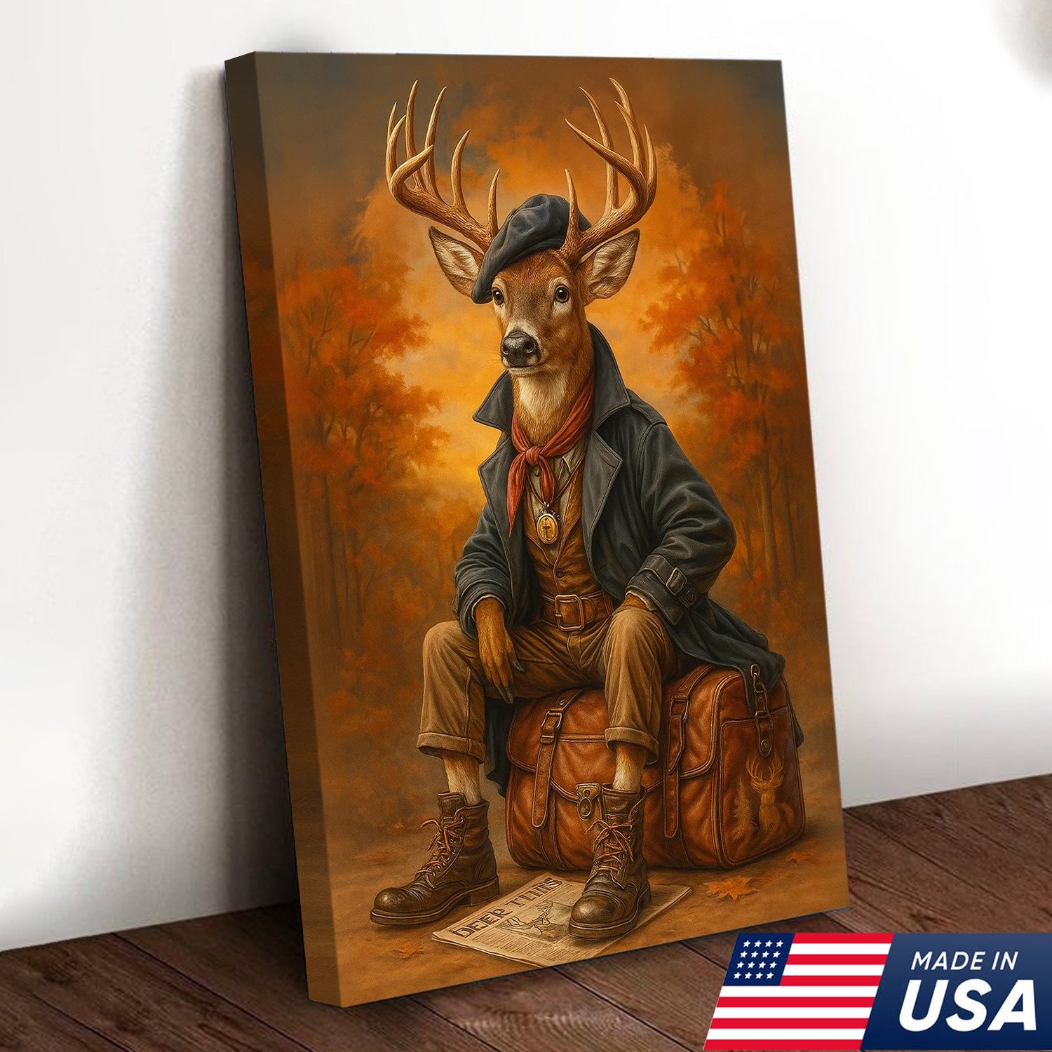 The Gentleman Hunter Deer Canvas Wall Art - Rustic Hunting Lodge - Deer Canvas Print for Hunters