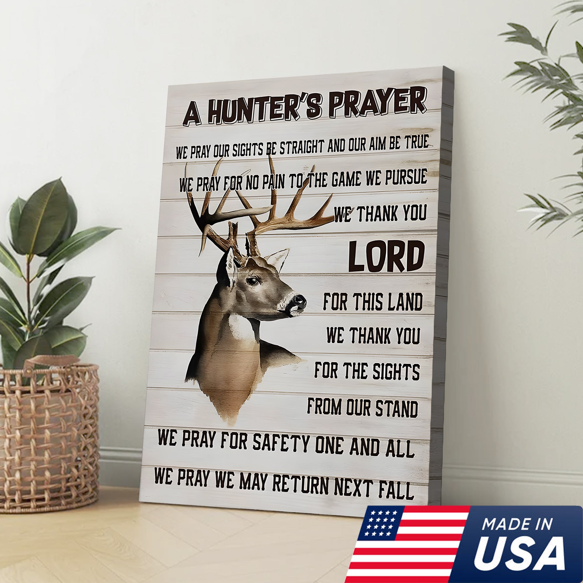 A Hunter’s Prayer Canvas – Deer Hunting Christian Rustic Wall Art Gift For Hunters