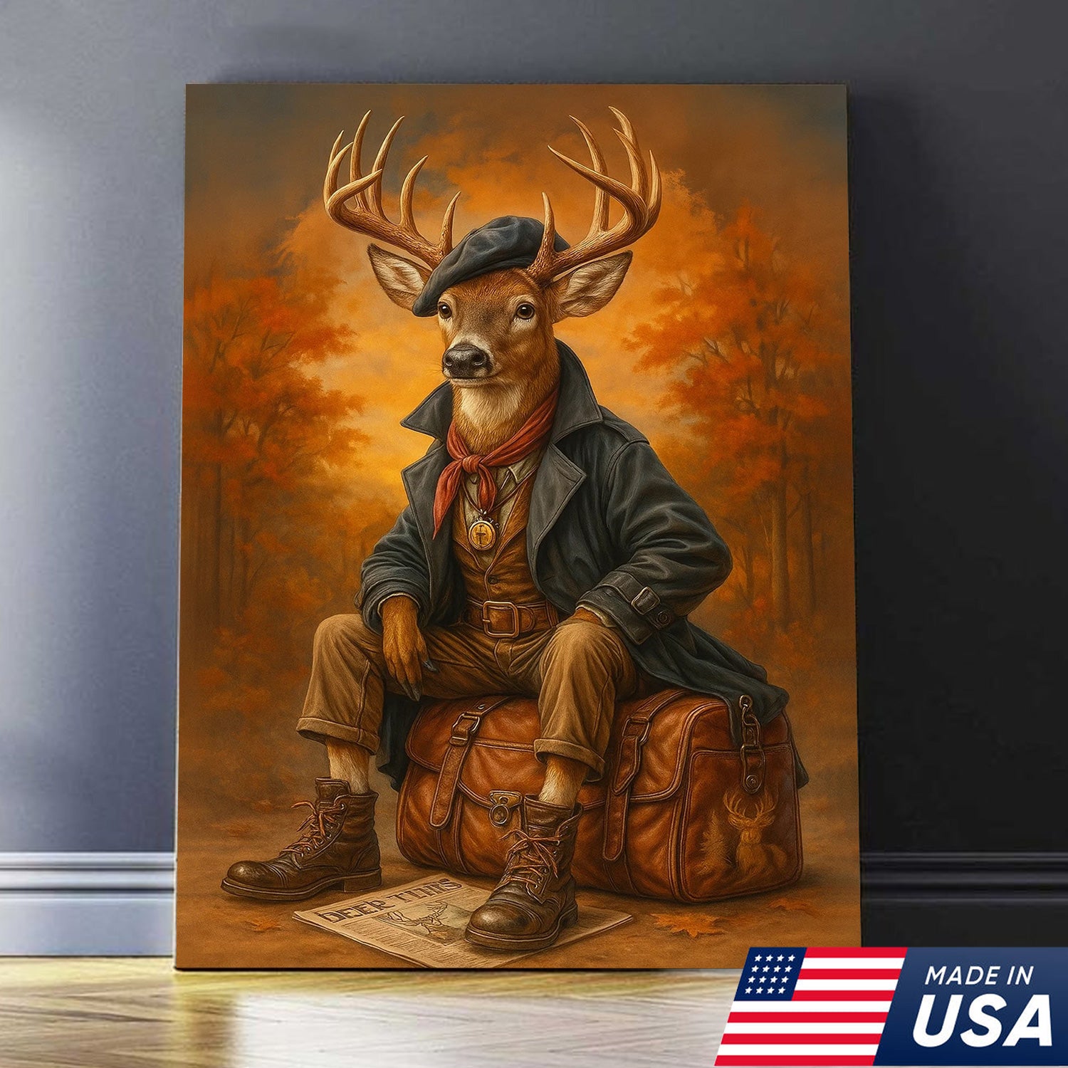The Gentleman Hunter Deer Canvas Wall Art - Rustic Hunting Lodge - Deer Canvas Print for Hunters