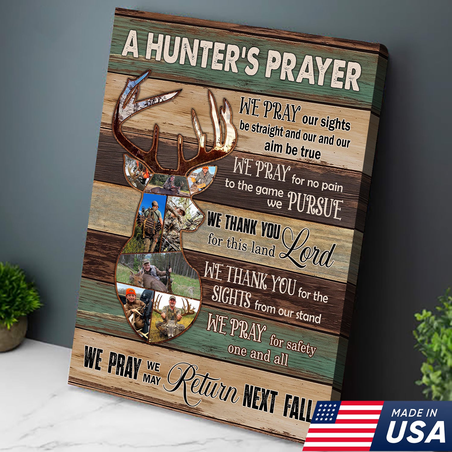Personalized Image Hunter’s Prayer Canvas – Custom Deer Hunting Wall Art Gift for Hunters