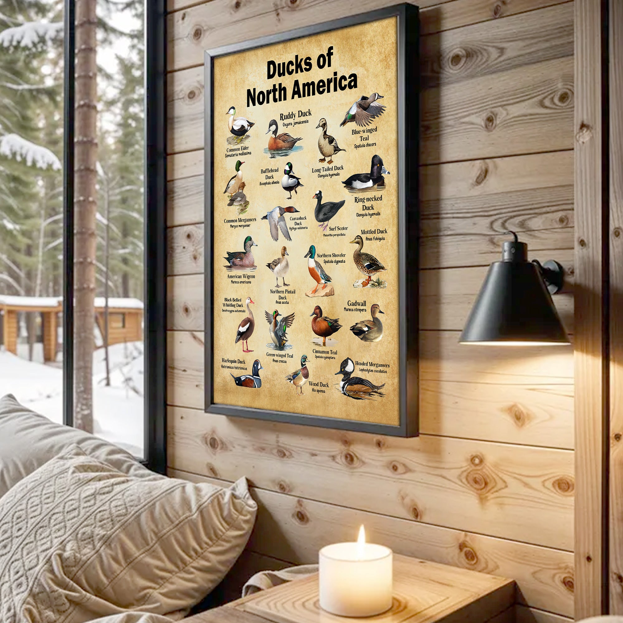 Ducks of North America Canvas – Educational Wall Art for Hunters & Nature Lovers