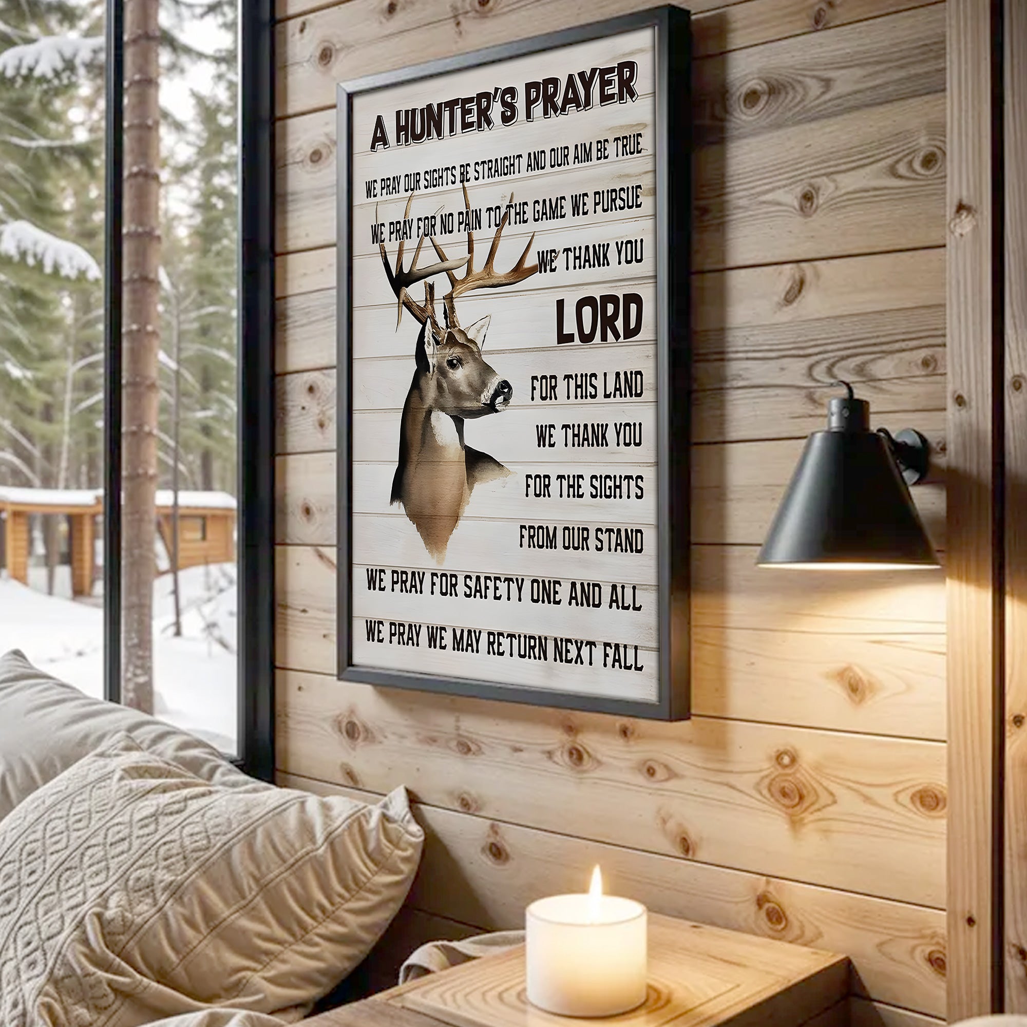 A Hunter’s Prayer Canvas – Deer Hunting Christian Rustic Wall Art Gift For Hunters